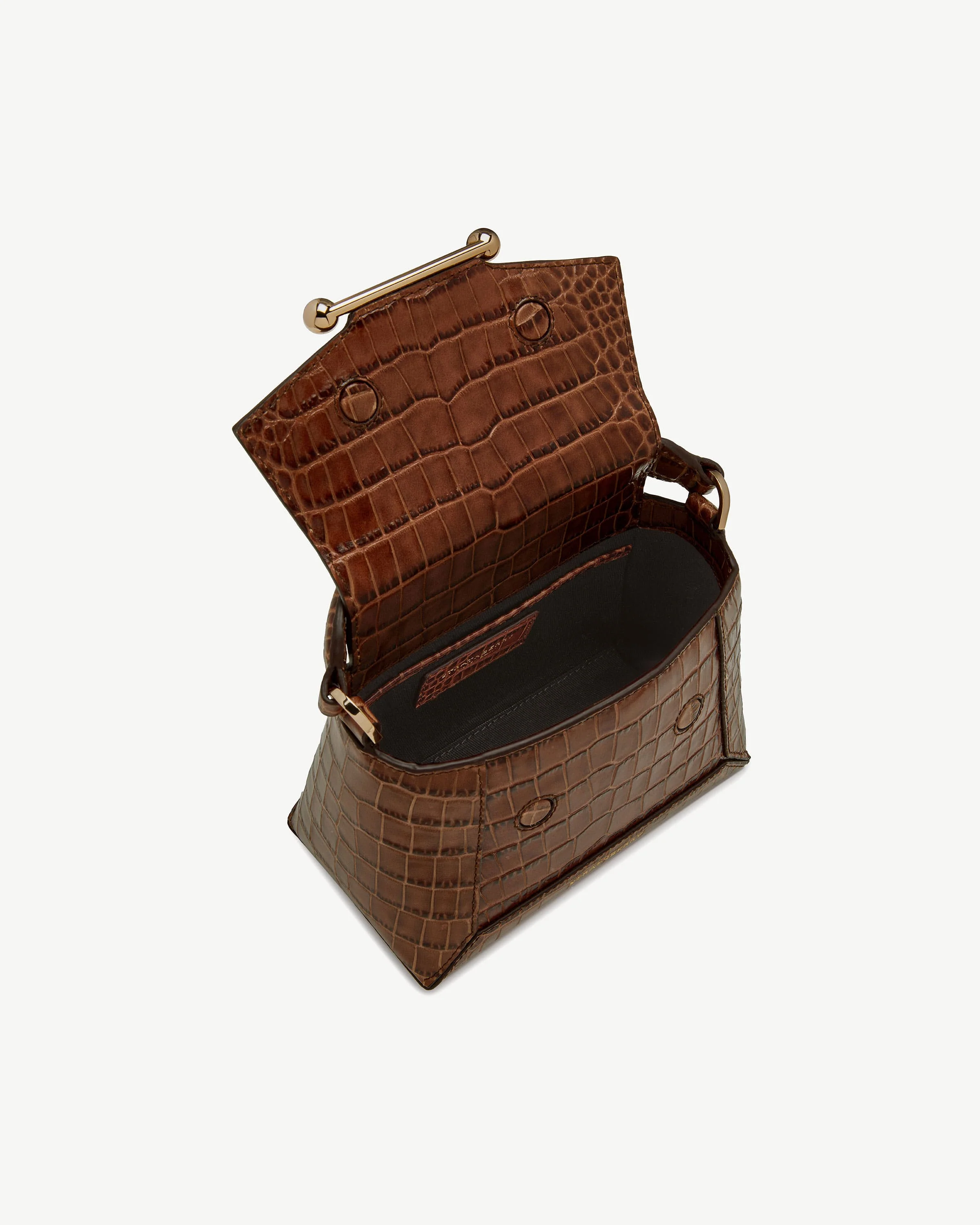 Mosaic Nano - Soft Croc-Embossed Leather Walnut