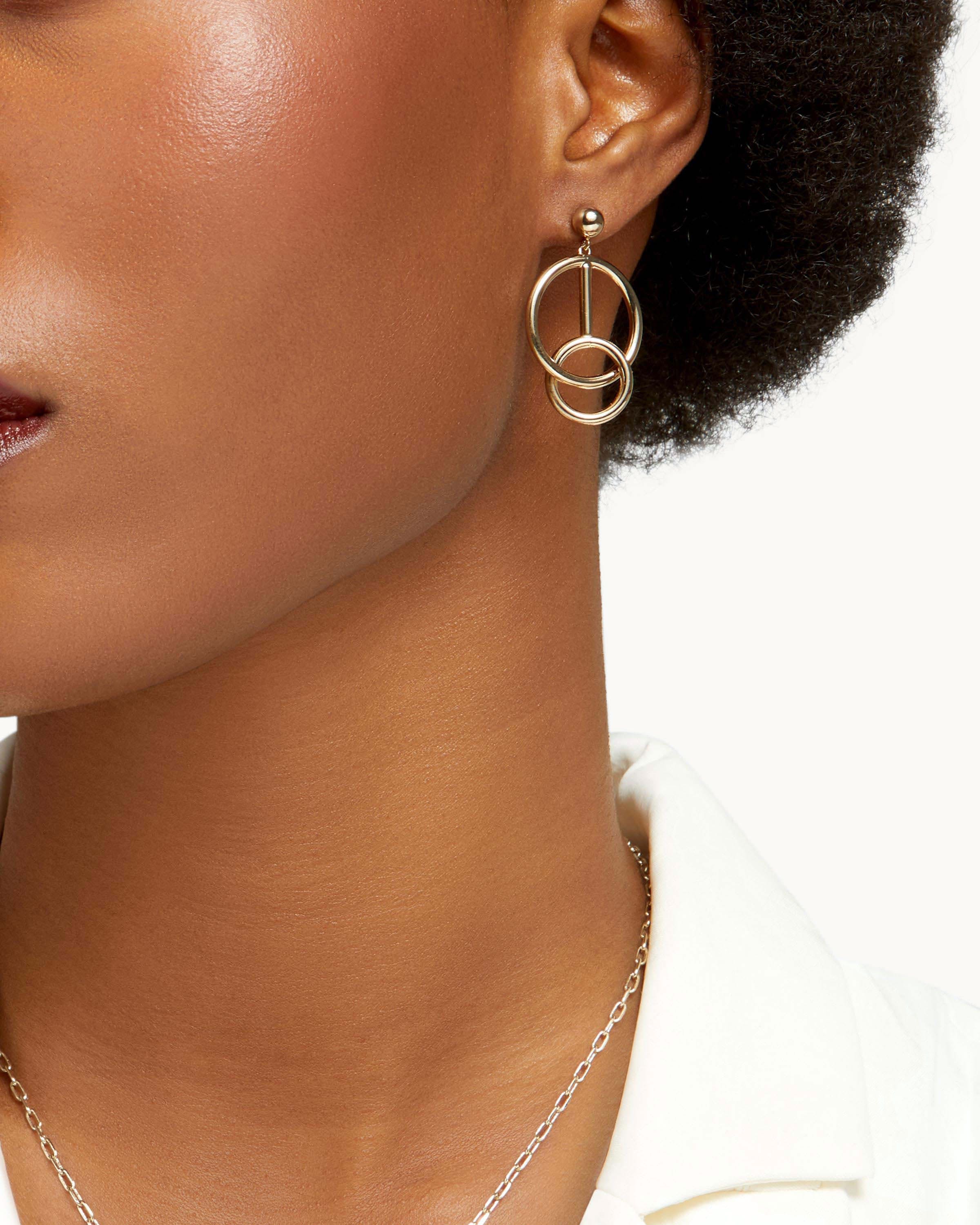 Music Bar Hoop Earrings - 22 Carat Gold Gilded