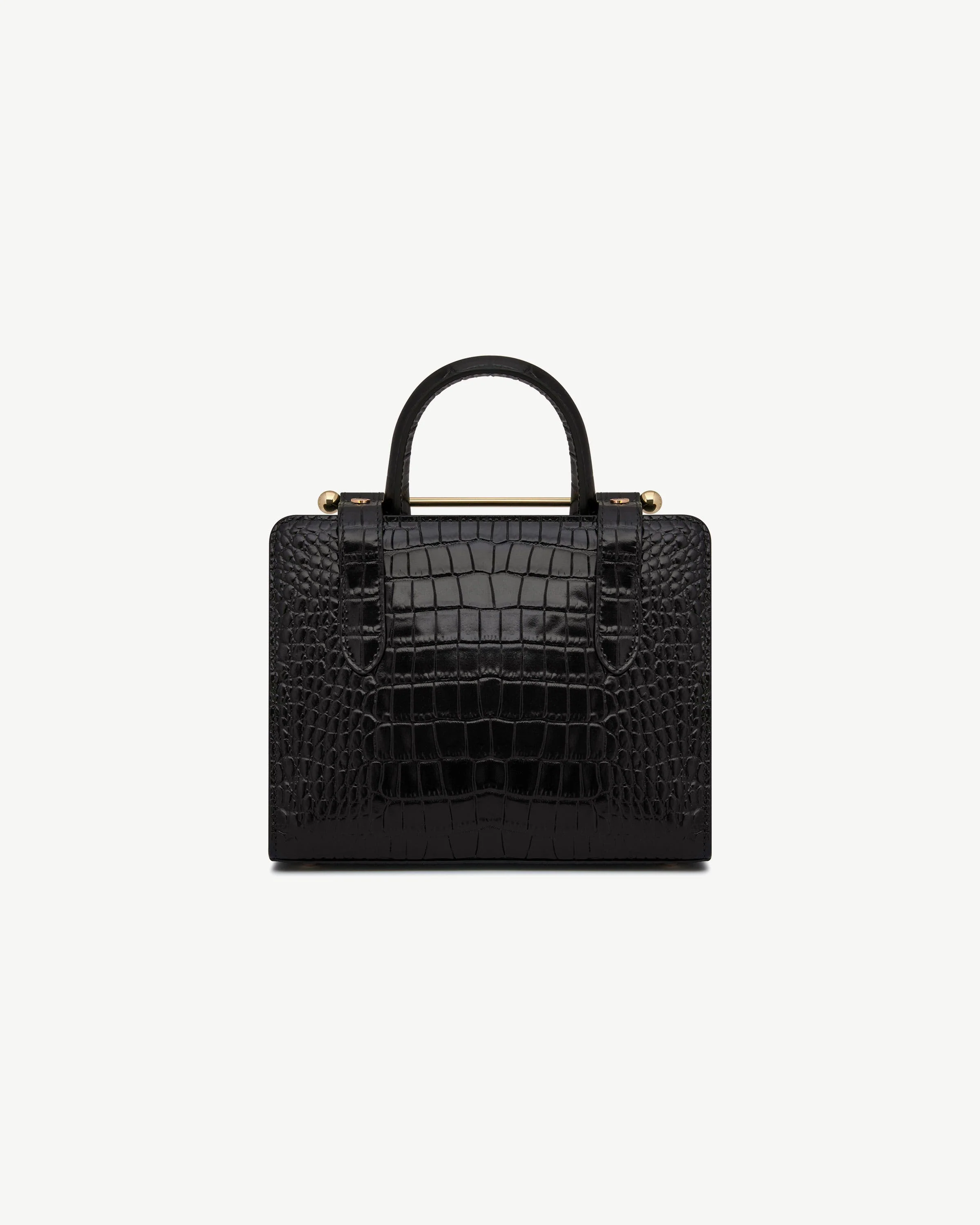 Mini Tote - Croc-Embossed Leather Black
