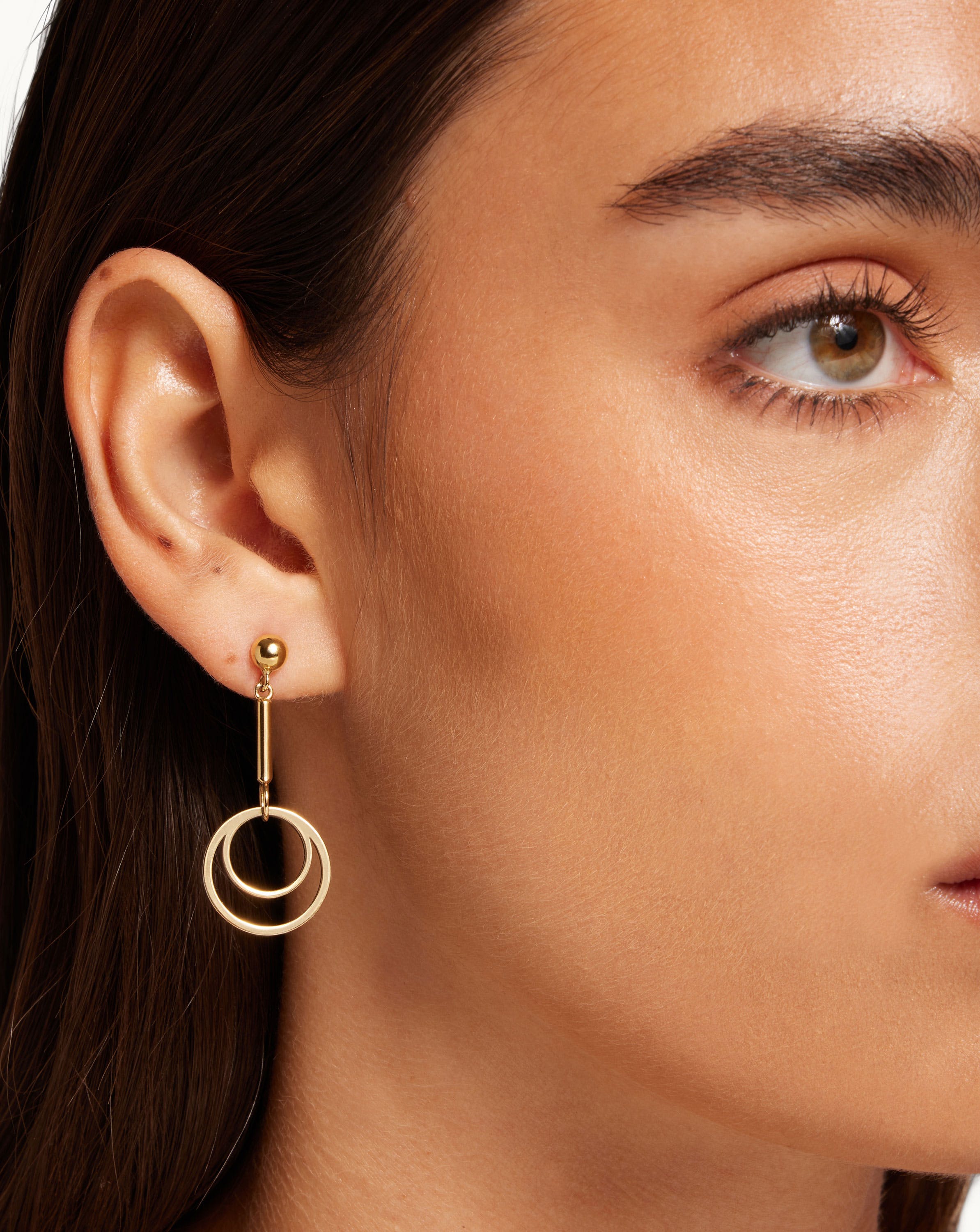 Circle Drop Earrings - 22 Carat Gold Gilded