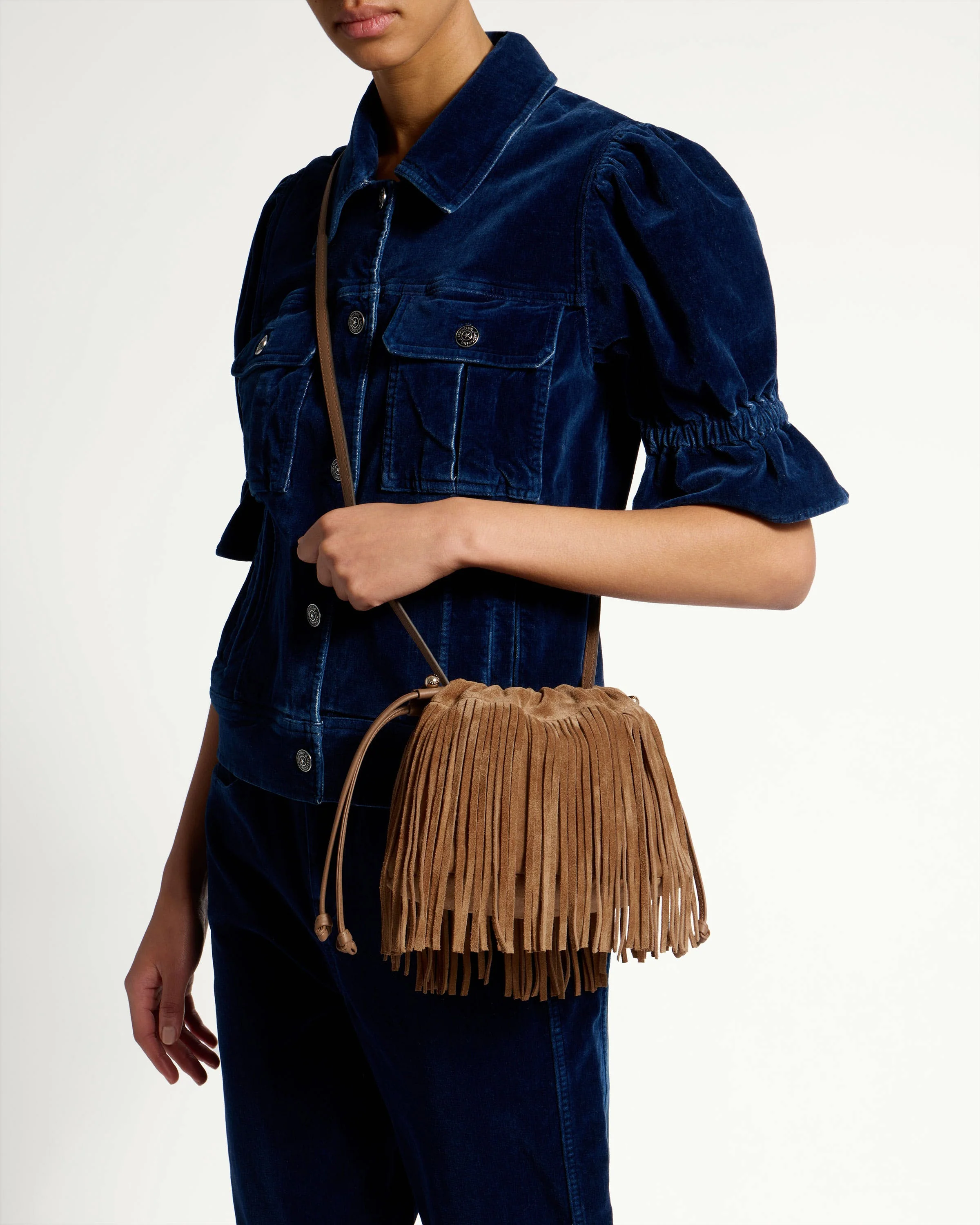 Charlotte Drawstring - Cinq a Sept Toffee Fringe