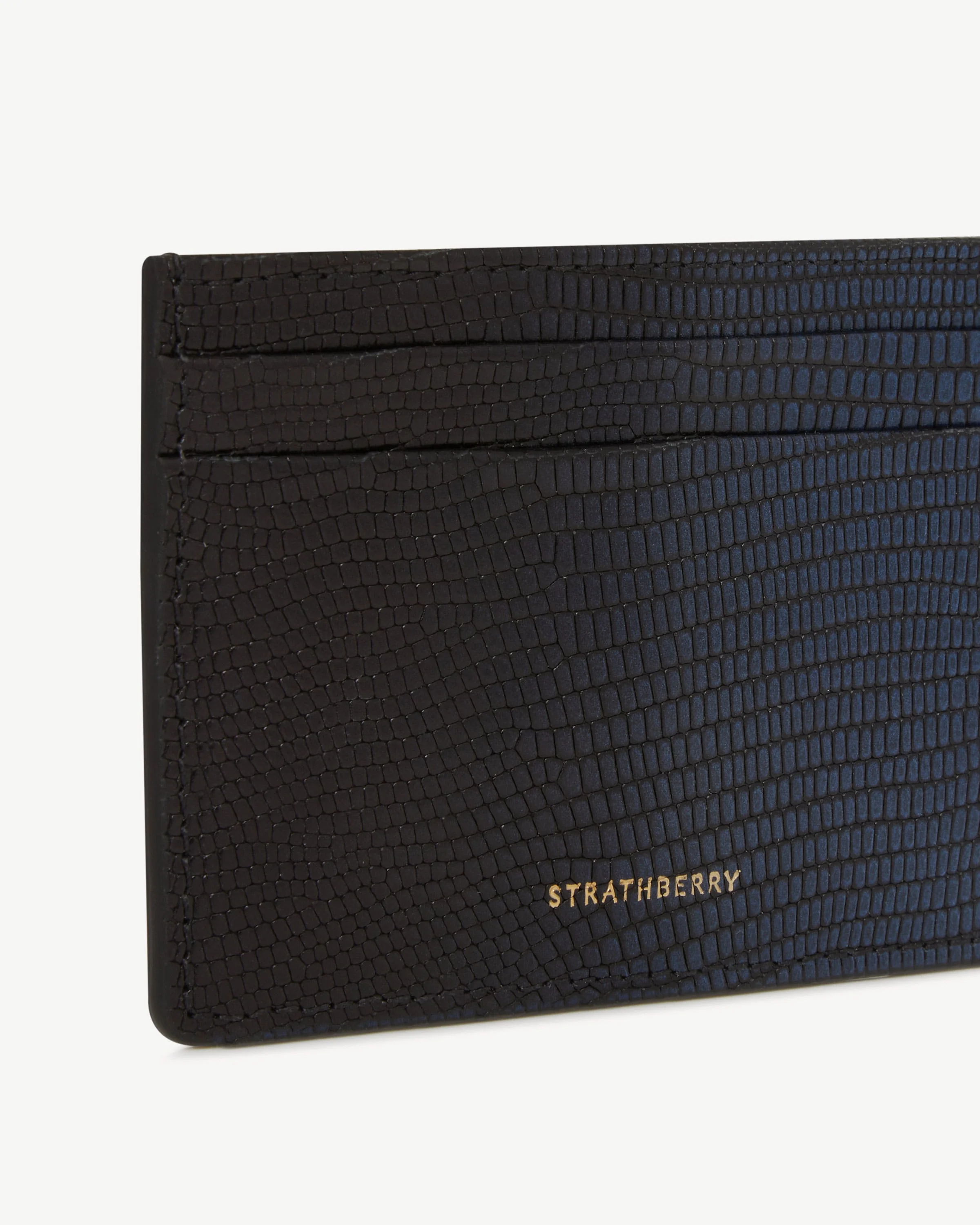Cardholder - Lizard-Embossed Leather Blue Ombré