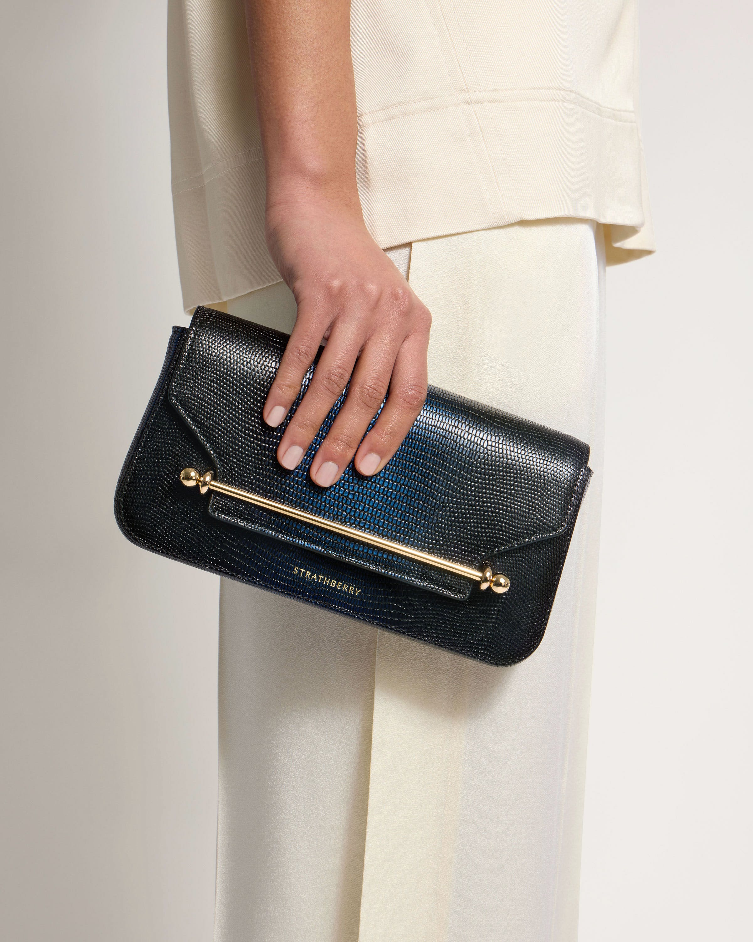 East/West Omni - Lizard-Embossed Leather Blue Ombré