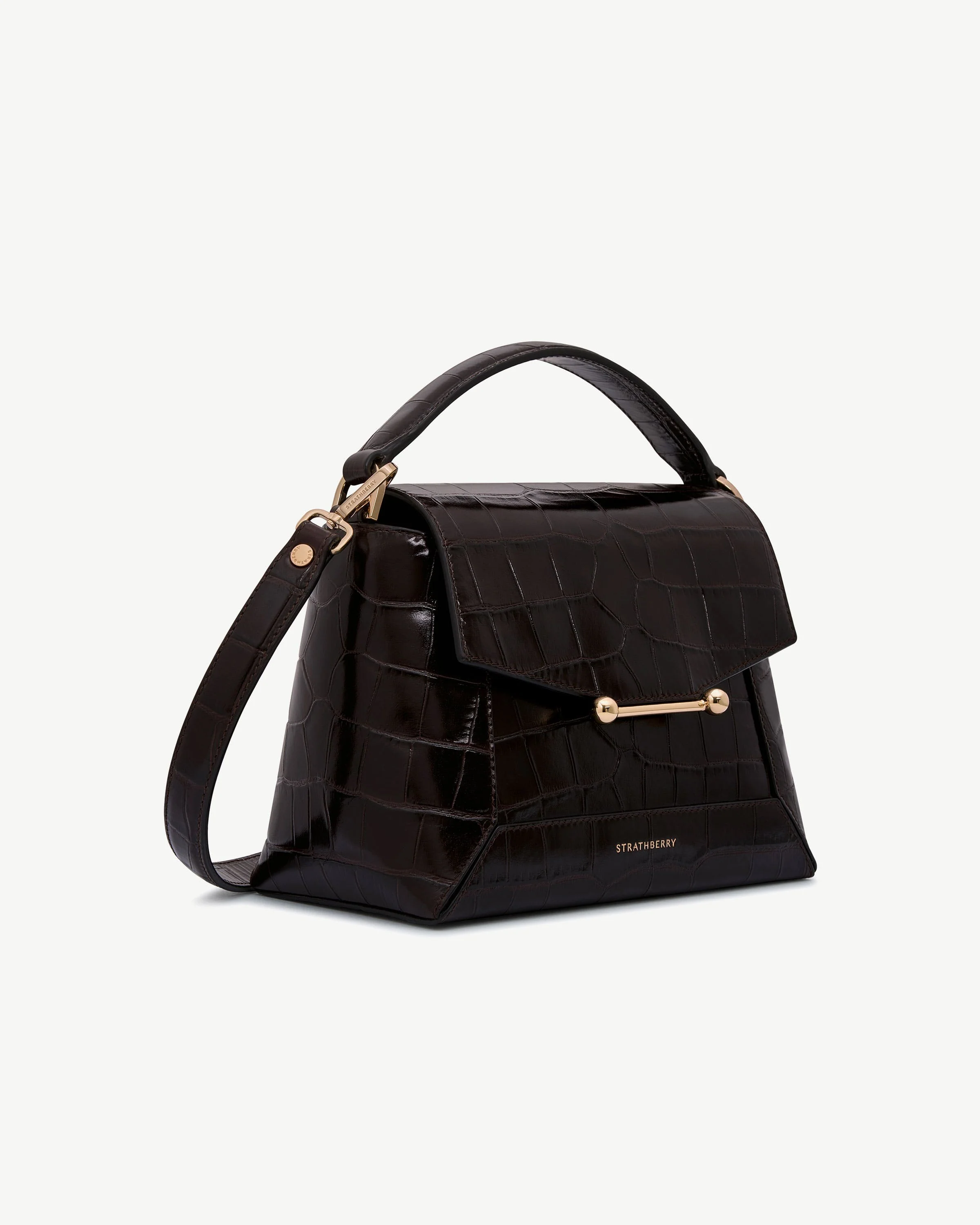 Mosaic Bag - Croc-Embossed Leather Mahogany