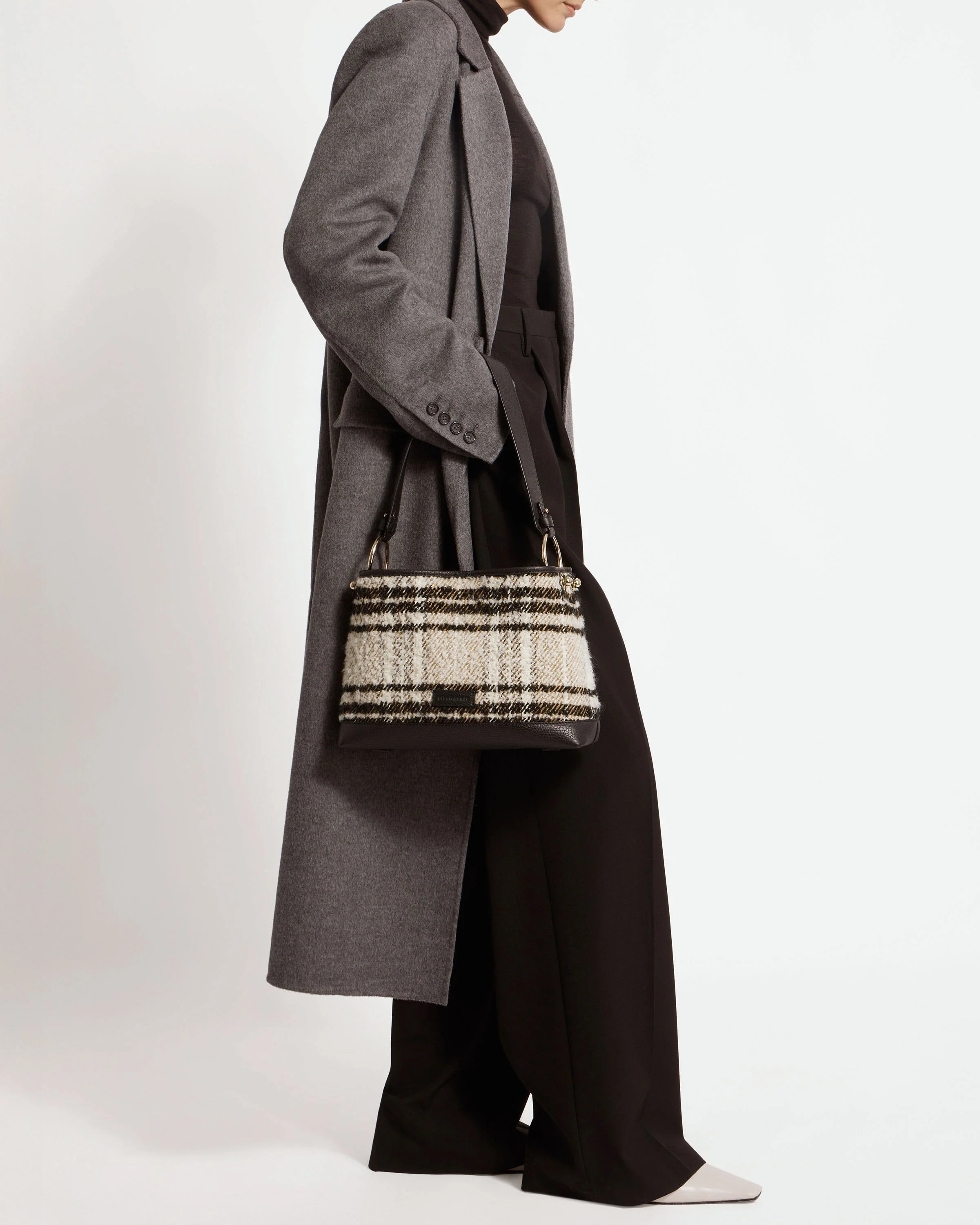 Lana Hobo - Black Bouclé Tartan