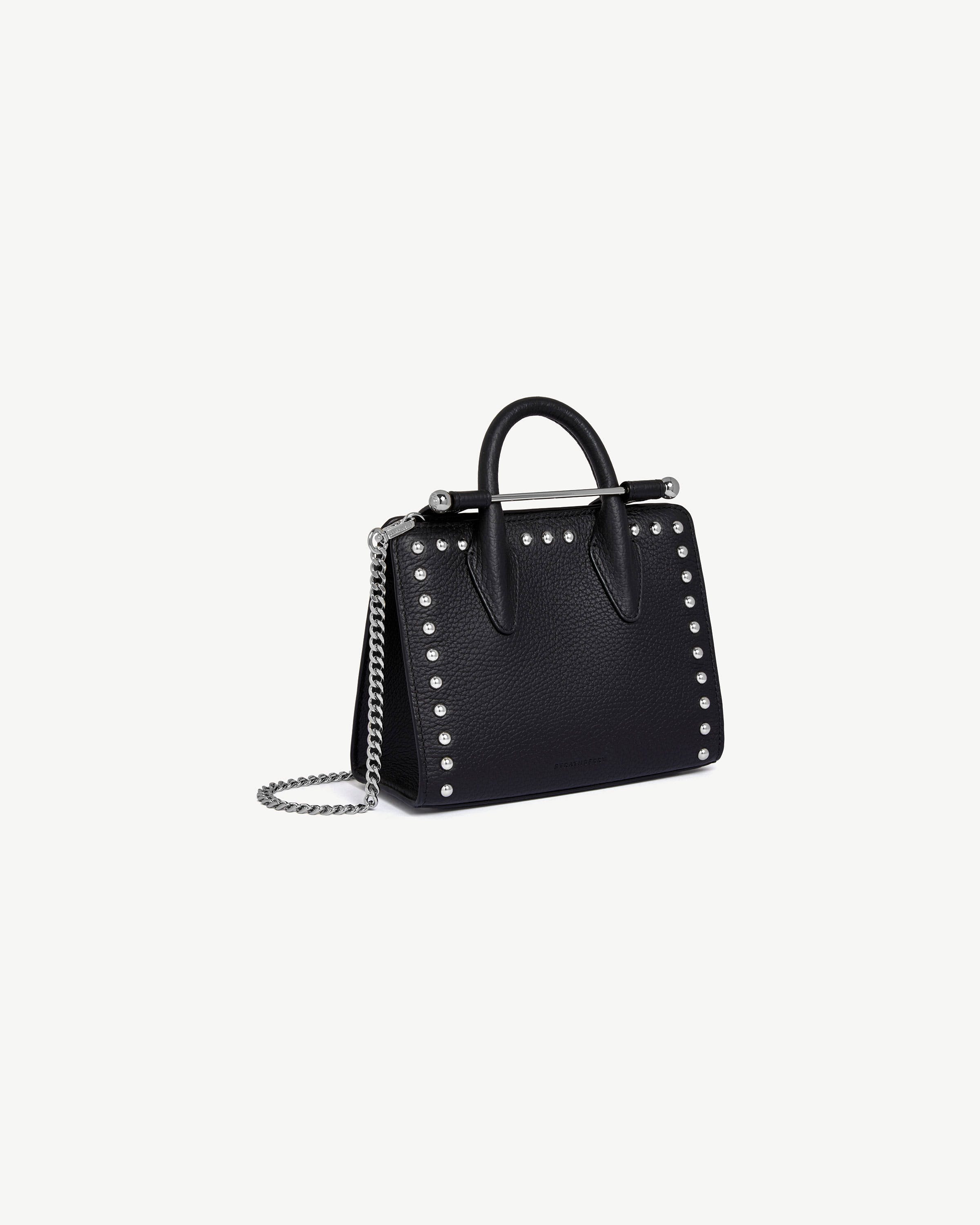 Nano Tote - Black Studded Leather