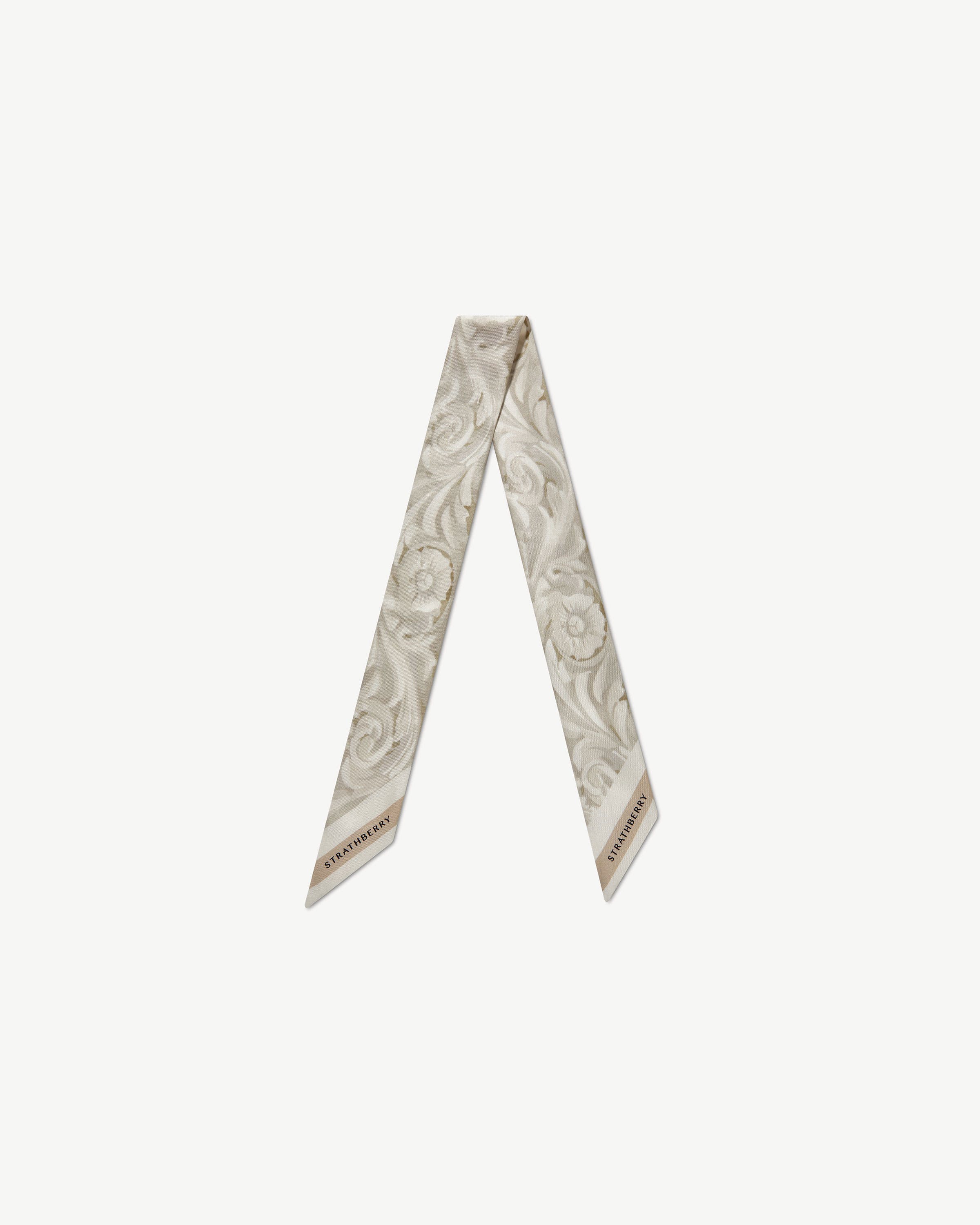 Silk Skinny Scarf - Vanilla Coving Print