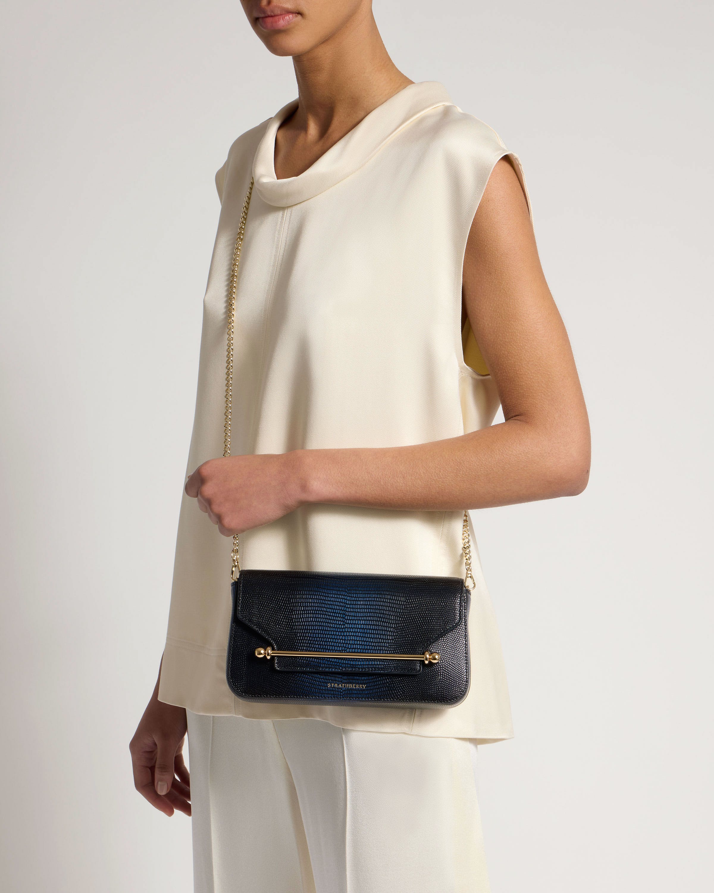 East/West Omni - Lizard-Embossed Leather Blue Ombré