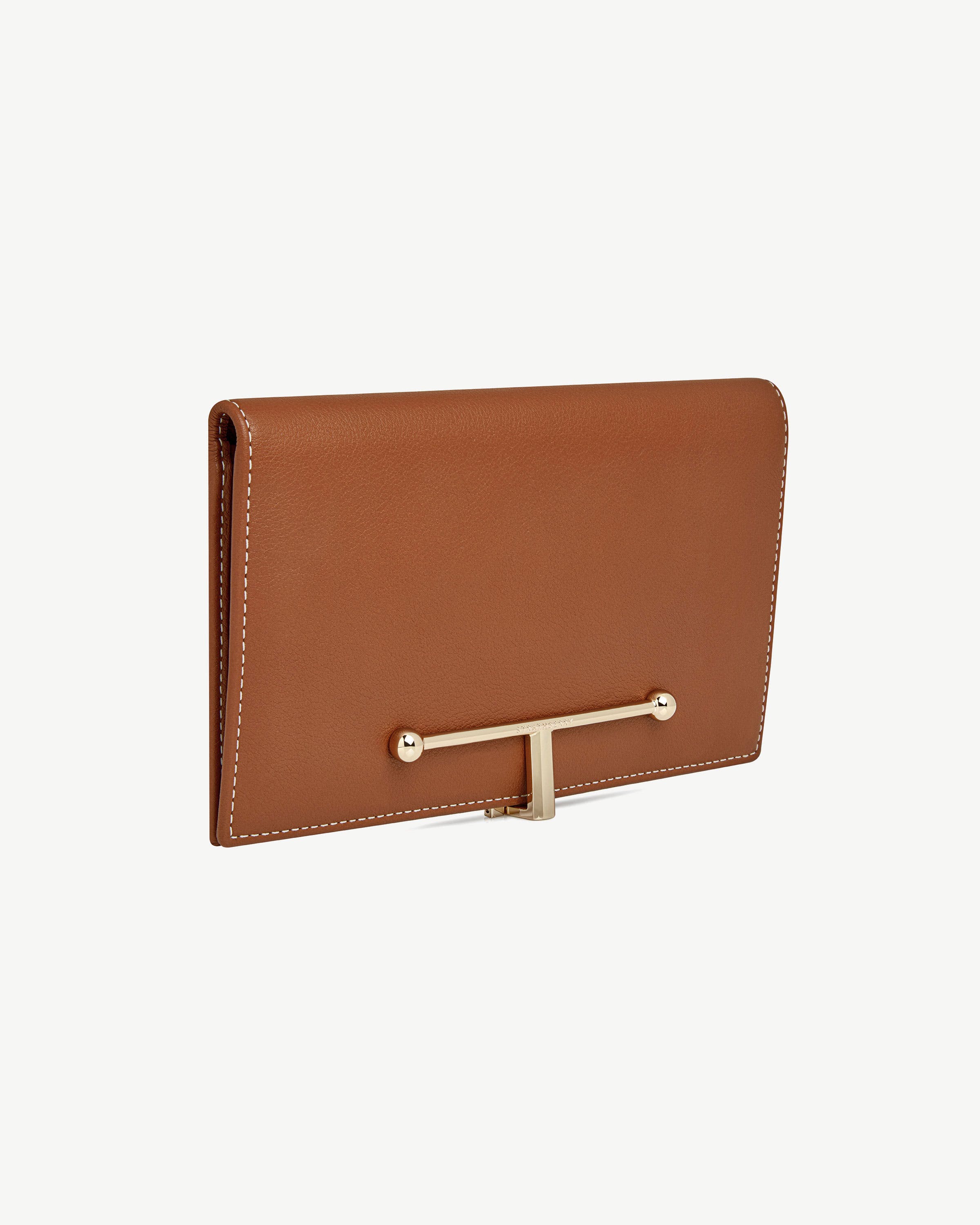 Large Melville Street Wallet - Chestnut with Vanilla Stitch
