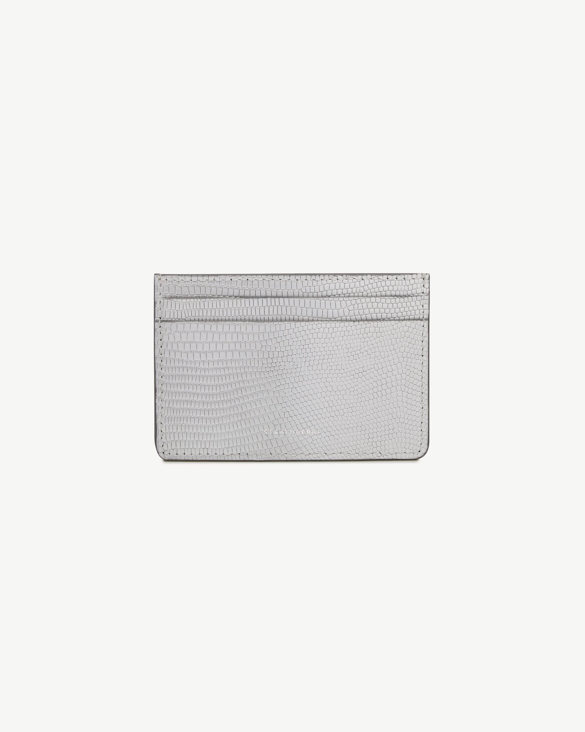 Cardholder - Lizard-Embossed Leather Silver Ombré