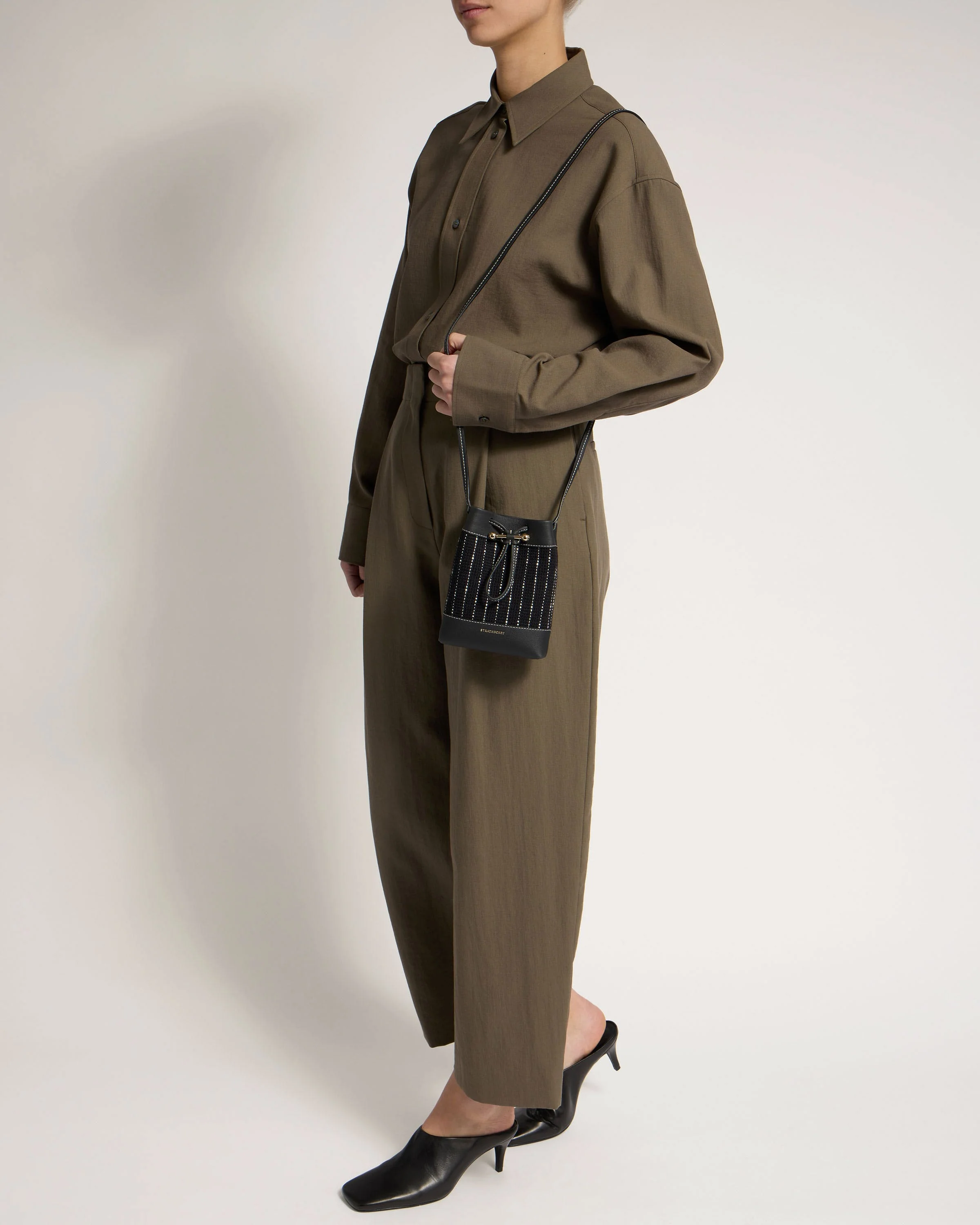 Osette Midi Pouch - Black Tweed