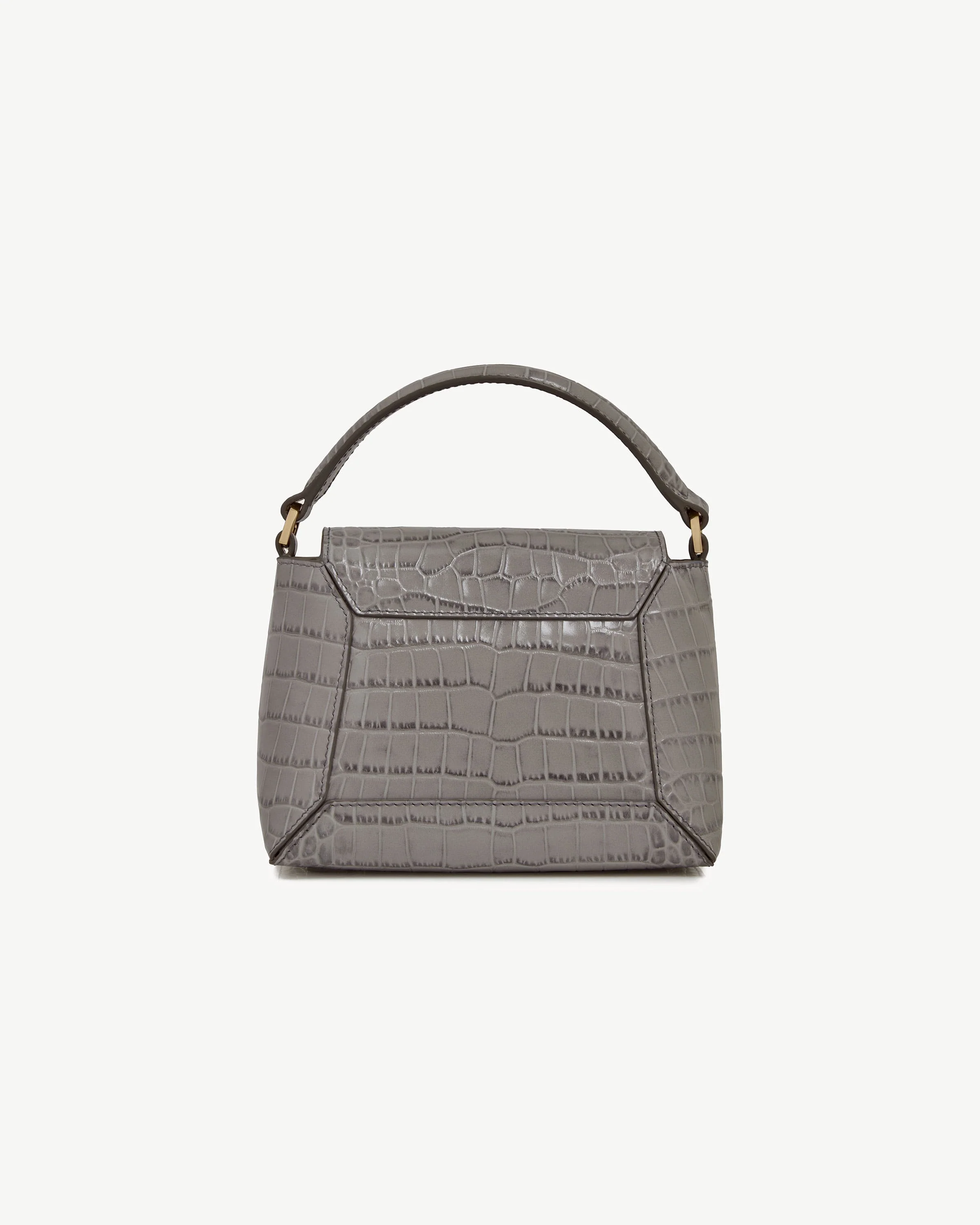 Mosaic Nano - Soft Croc-Embossed Leather Stone Grey