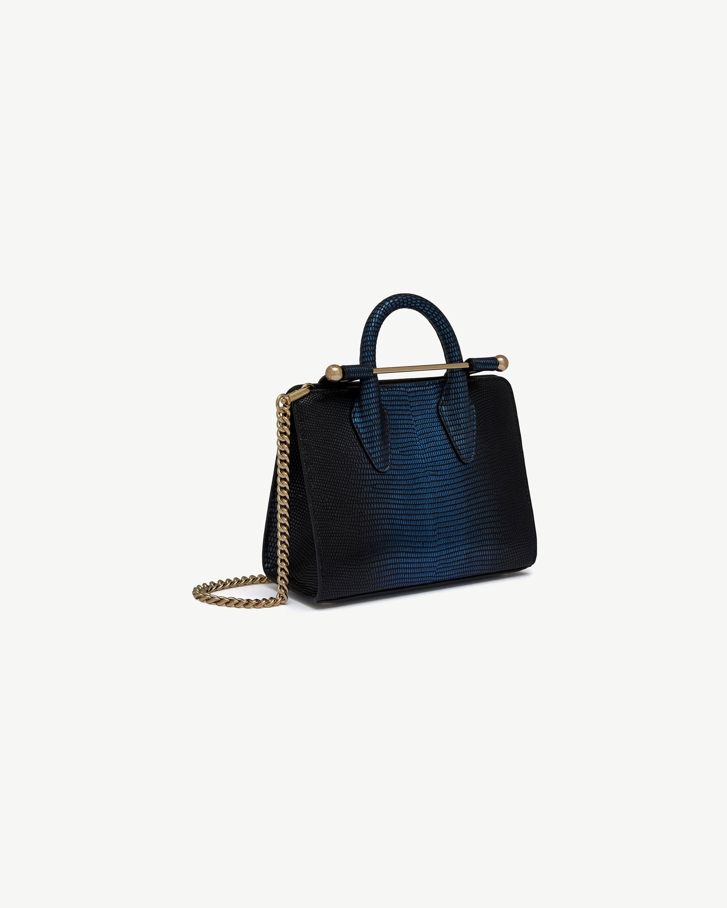 Nano Tote - Lizard-Embossed Leather Blue Ombré
