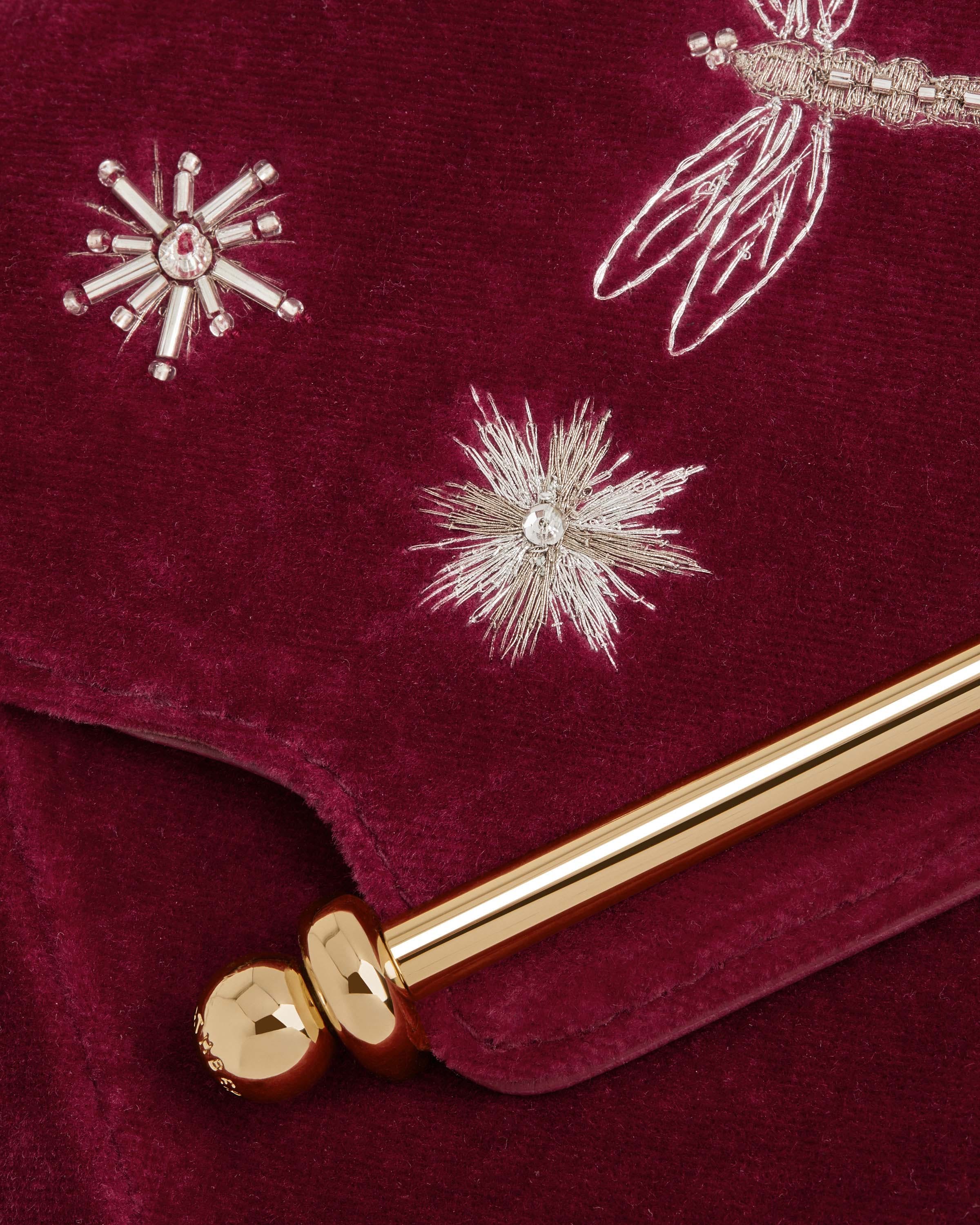 East/West Mini Soft - Cinq a Sept Bordeaux Embroidered Velvet
