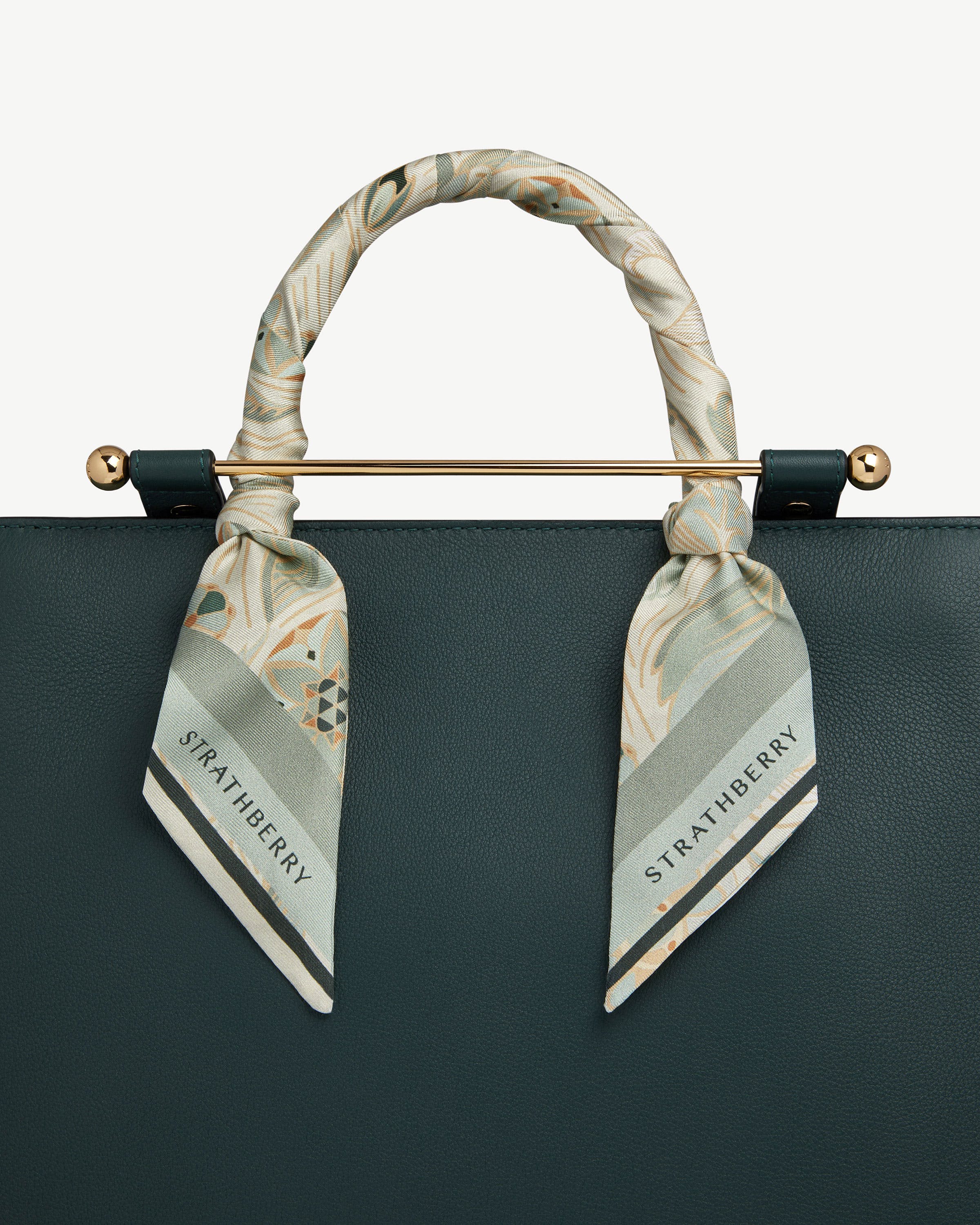 Silk Skinny Scarf - Vanilla/Sage Arcade Print