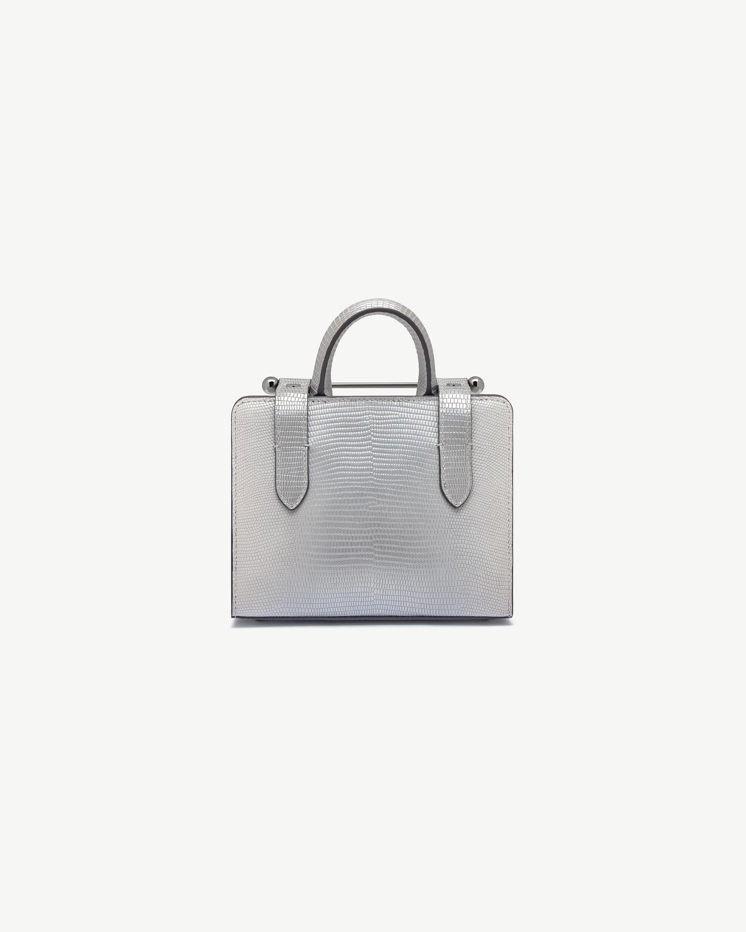 Nano Tote - Lizard-Embossed Leather Silver Ombré