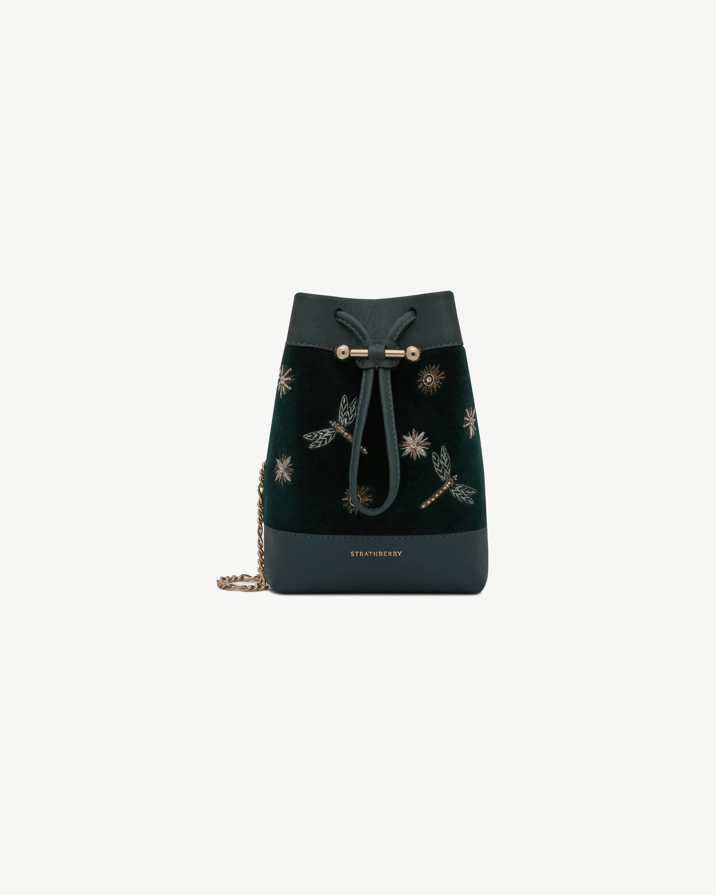 Osette Midi Pouch - Cinq a Sept Bottle Green Embroidered Velvet