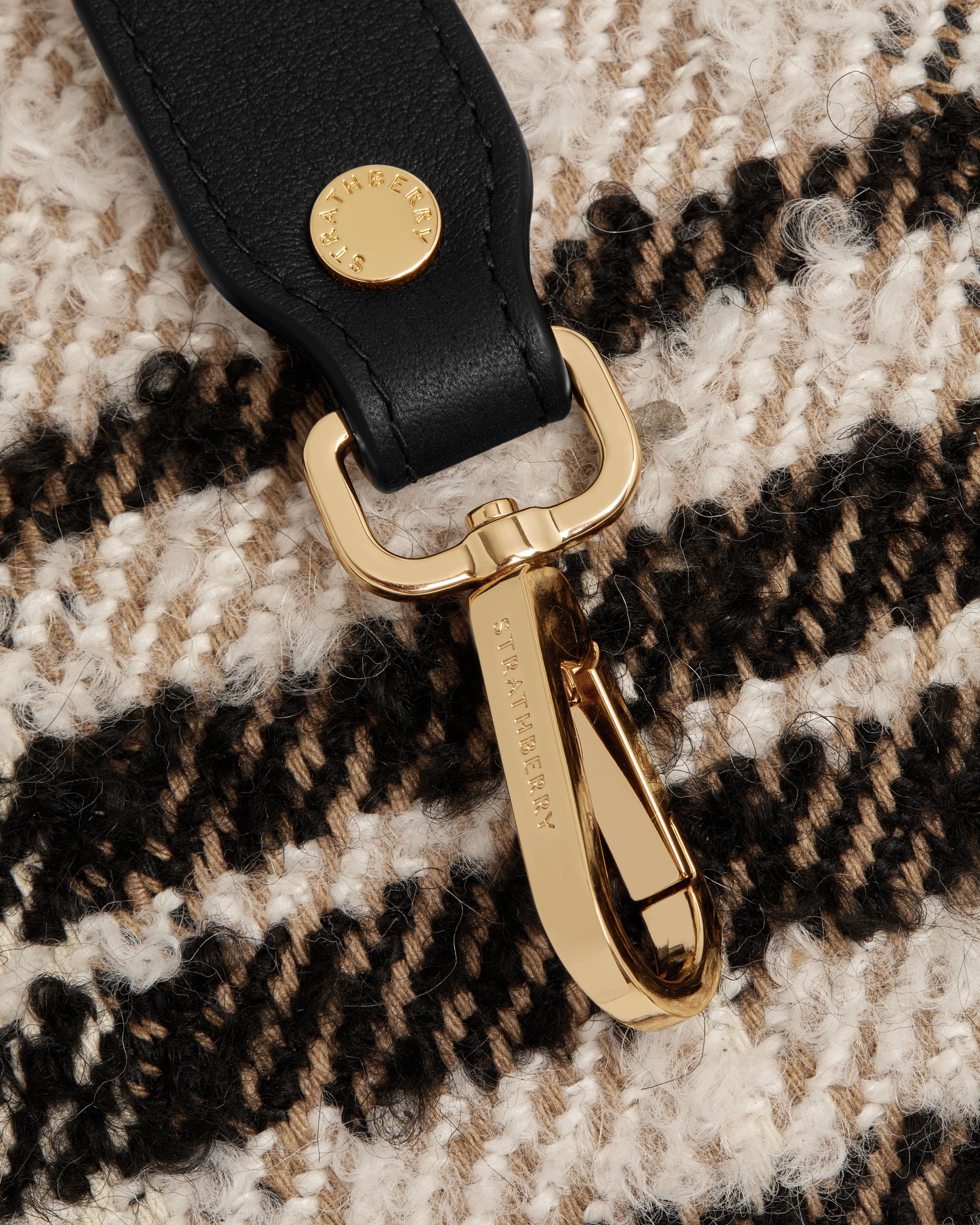 Midi Tote - Black Bouclé Tartan