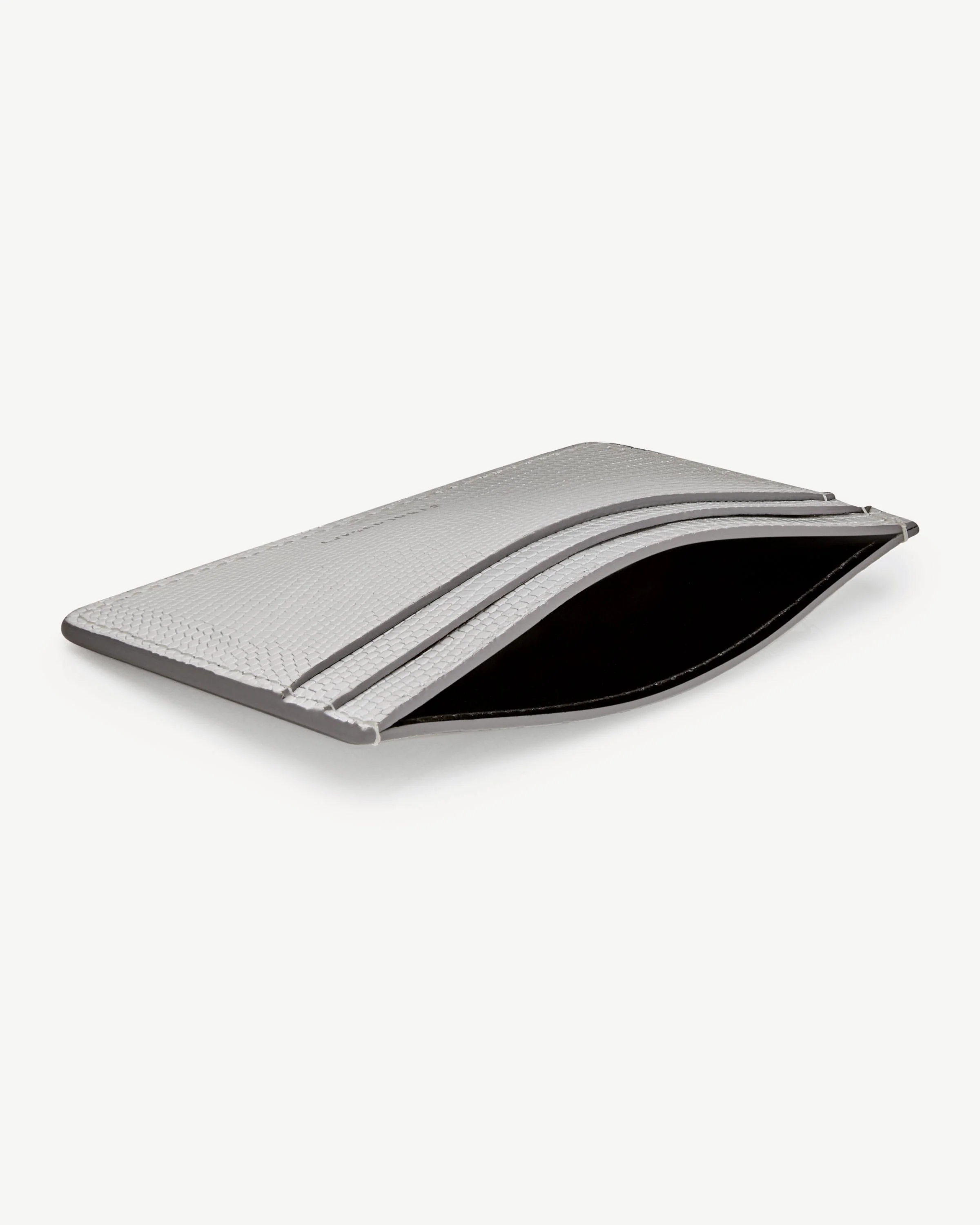 Cardholder - Lizard-Embossed Leather Silver Ombré