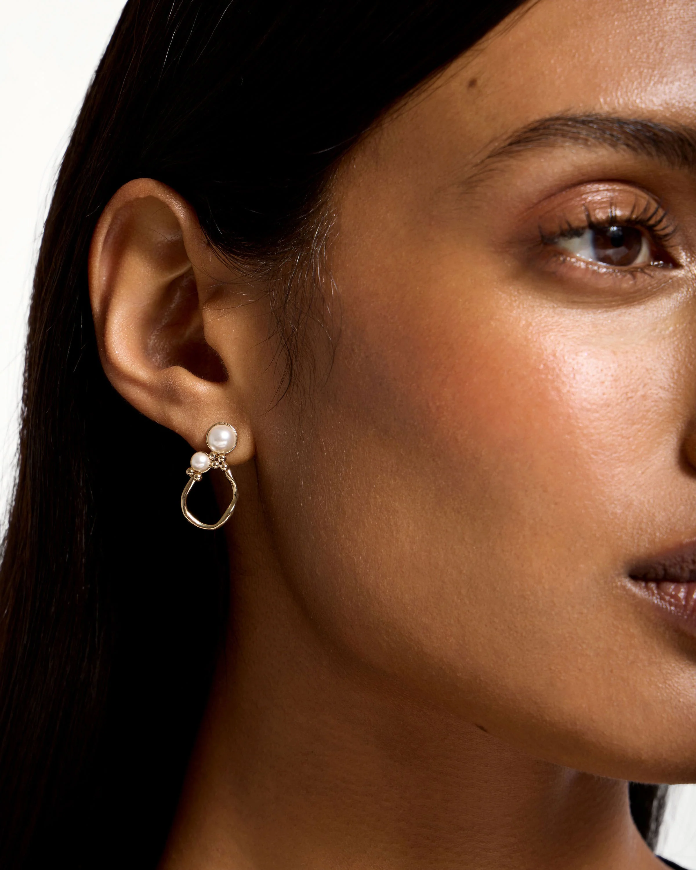 Pearl Cluster Earrings - 22 Carat Gold Gilded