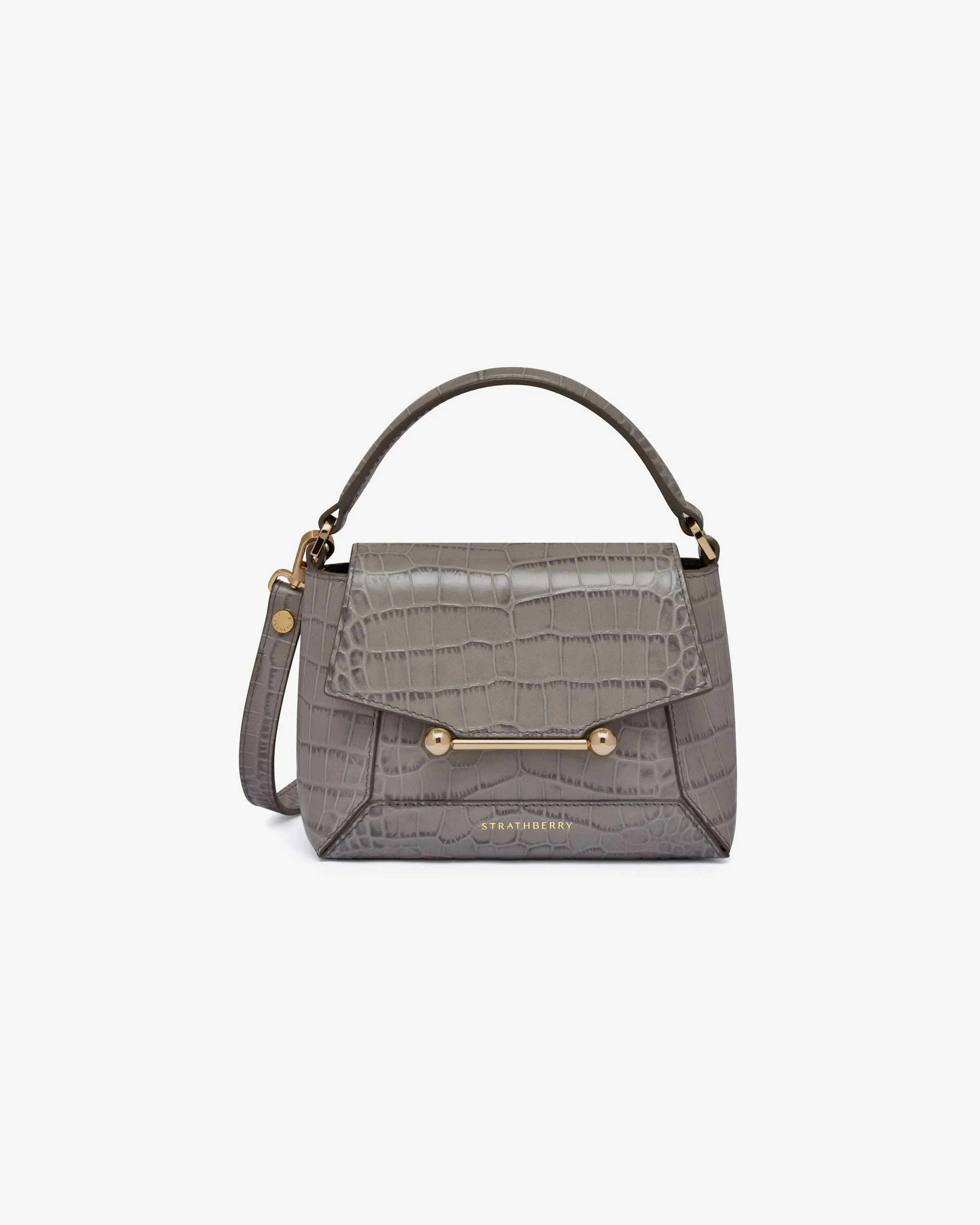 Mosaic Nano - Soft Croc-Embossed Leather Stone Grey