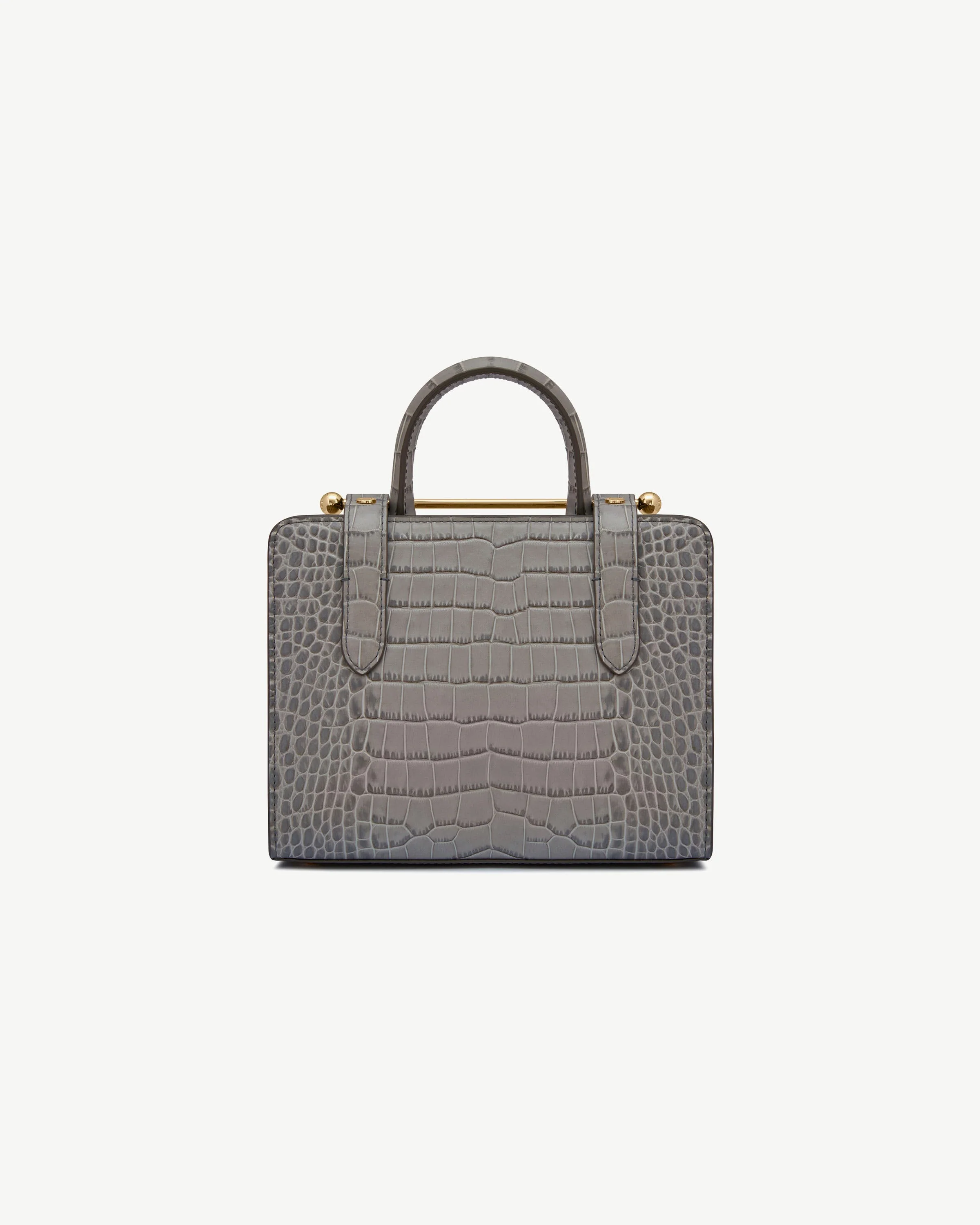Mini Tote - Soft Croc-Embossed Leather Stone Grey