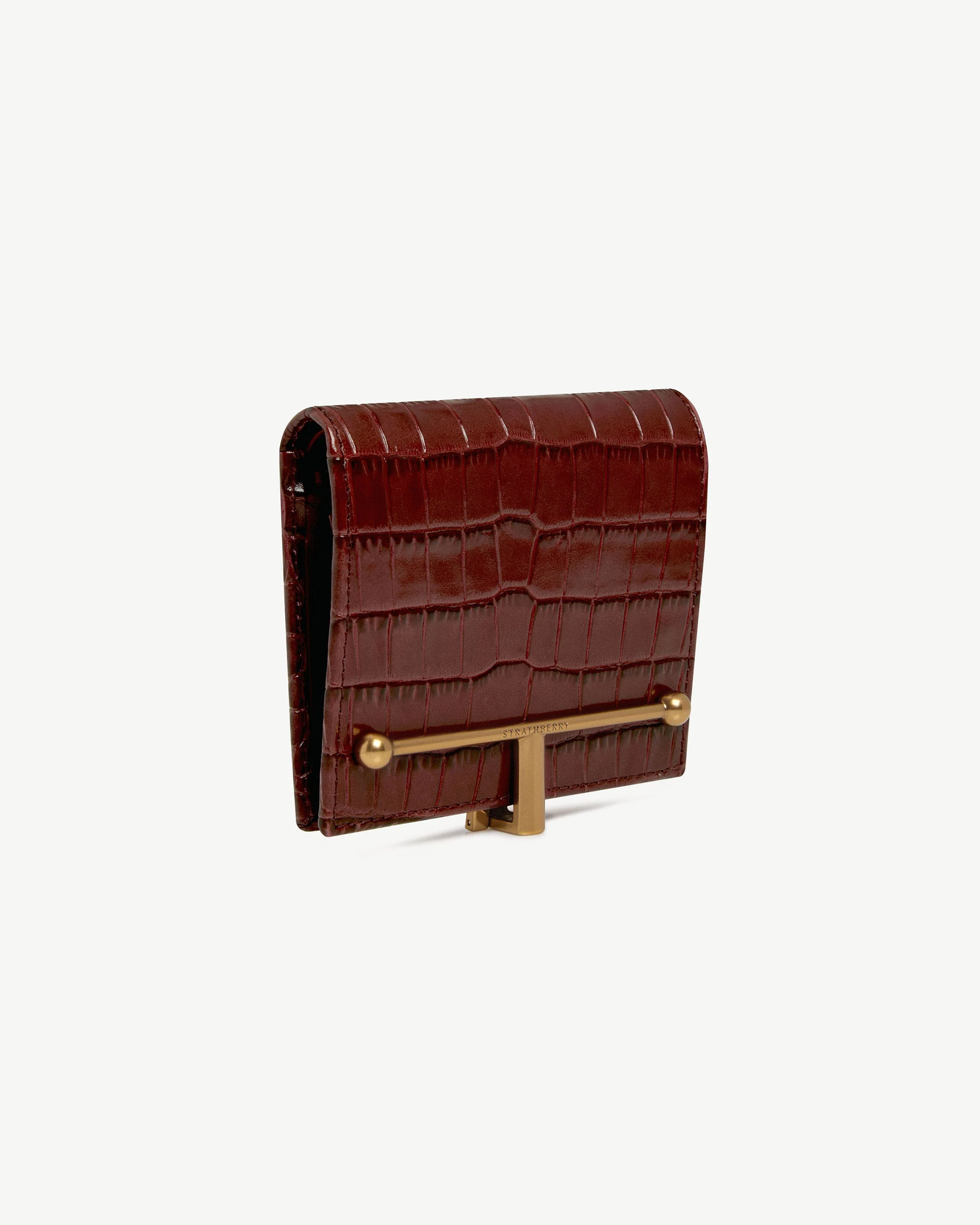 Melville Street Wallet - Croc-Embossed Leather Oxblood