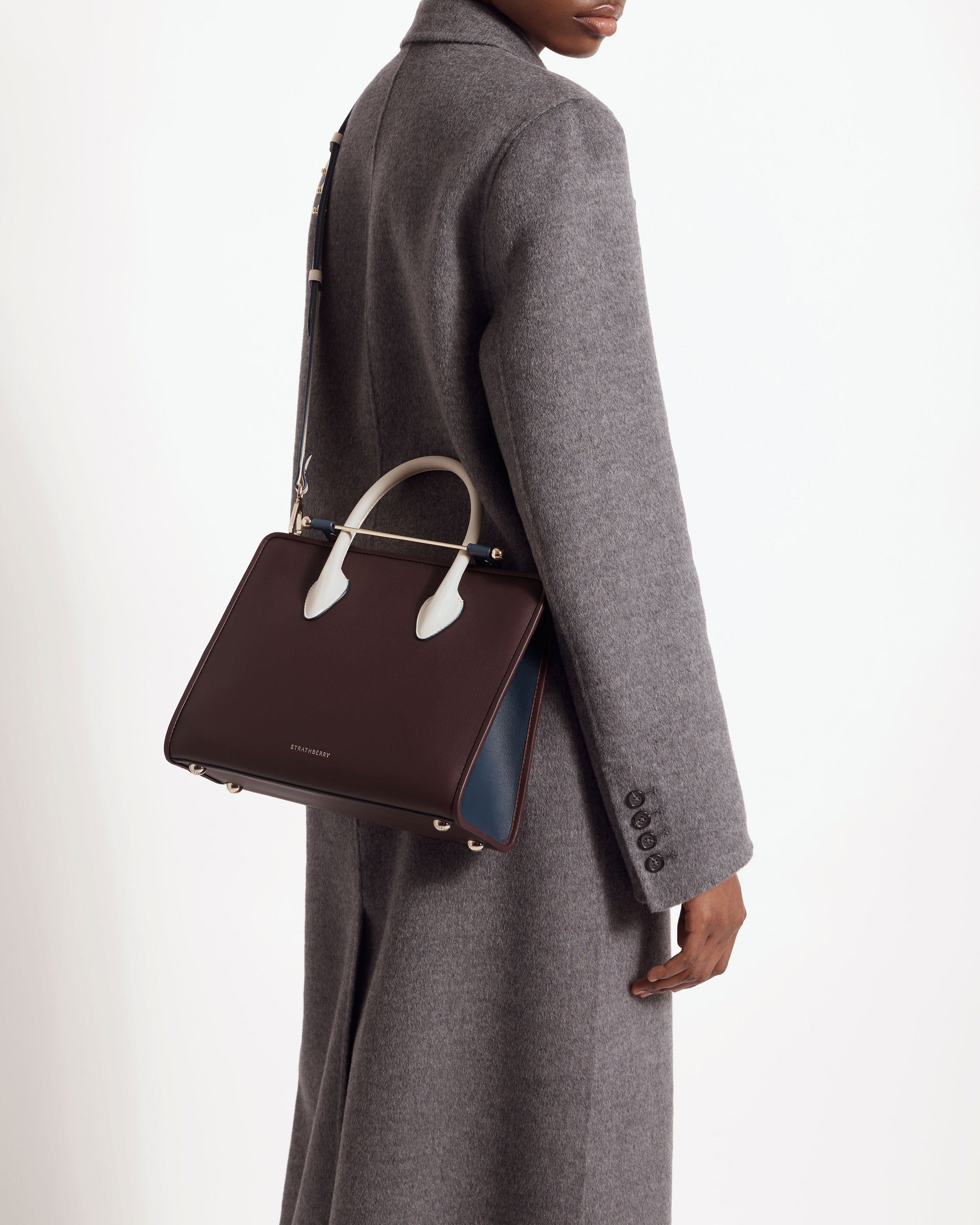 Midi Tote - Burgundy/Navy/Vanilla