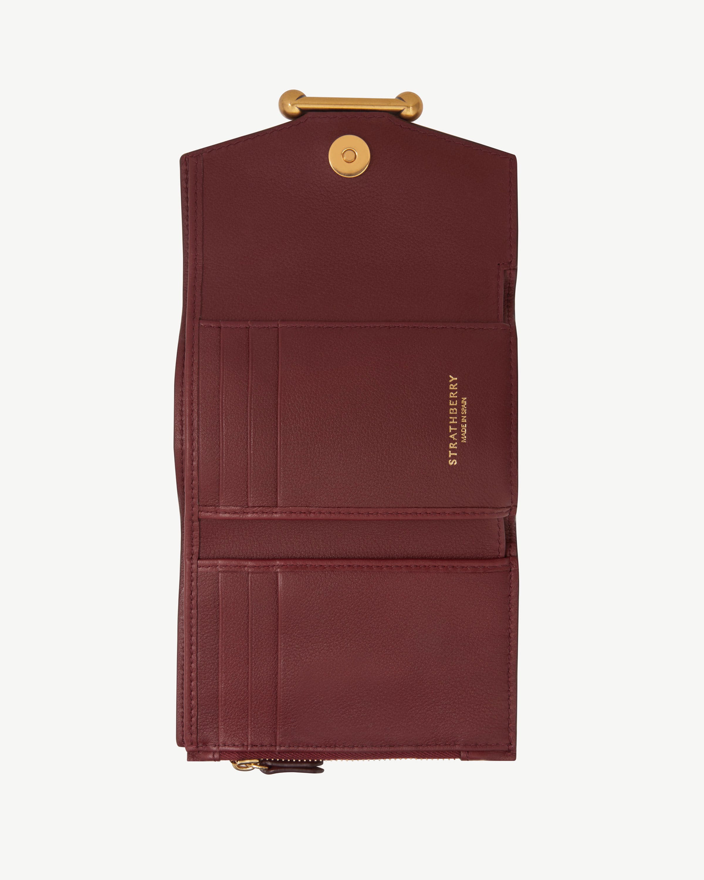 Mosaic Trifold Wallet - Croc-Embossed Leather Oxblood