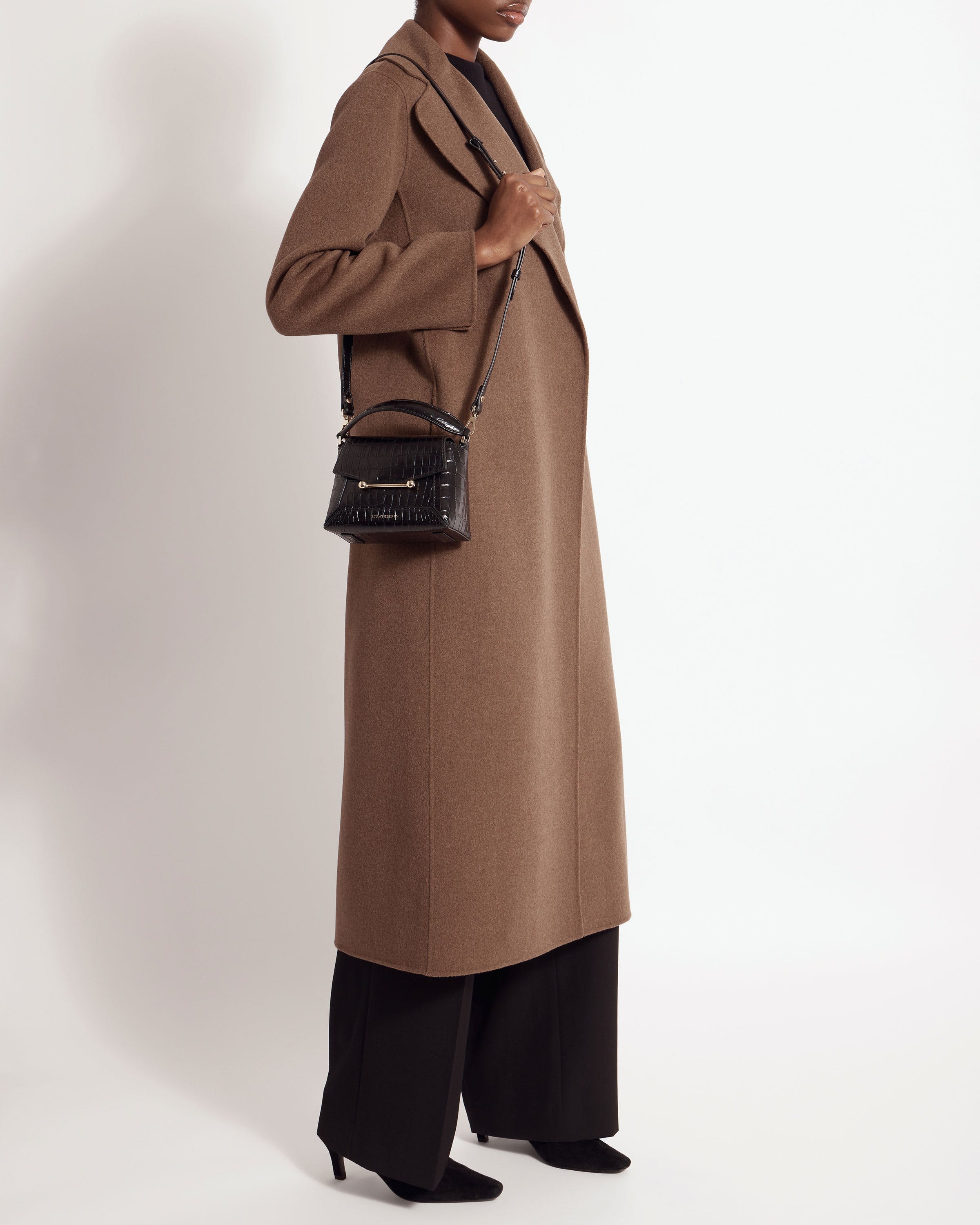 Mosaic Nano - Soft Croc-Embossed Leather Black