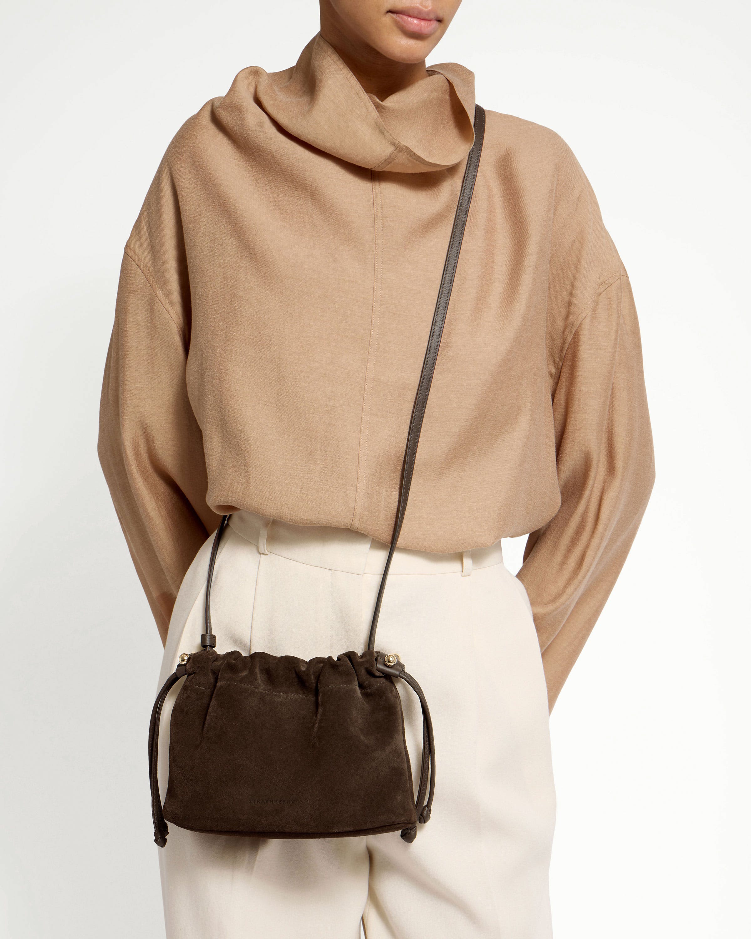 Charlotte Drawstring - Chocolate Suede