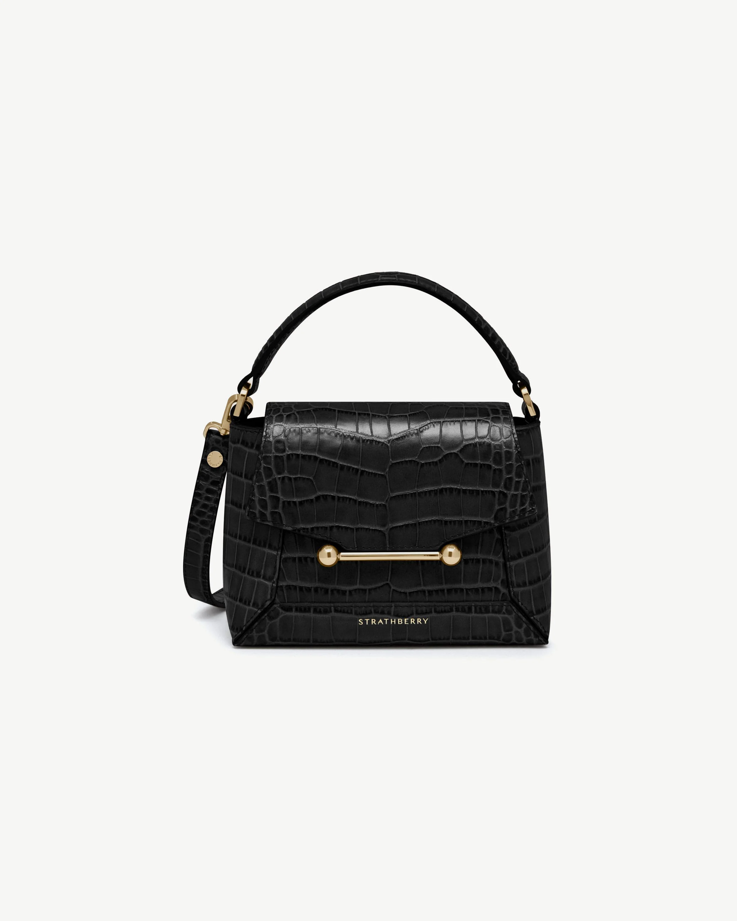 Mosaic Nano - Soft Croc-Embossed Leather Black