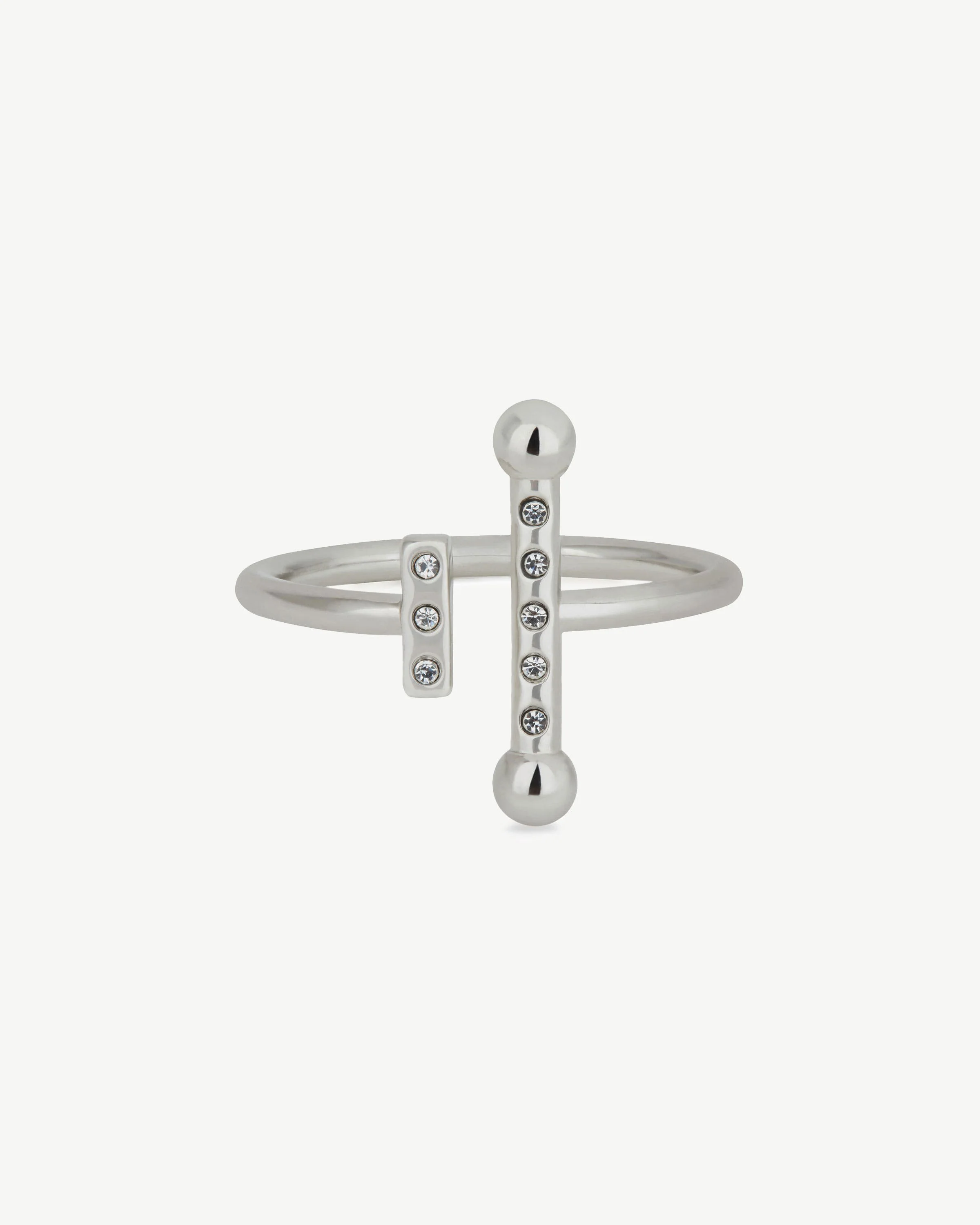Crystal Music Bar Ring - Silver