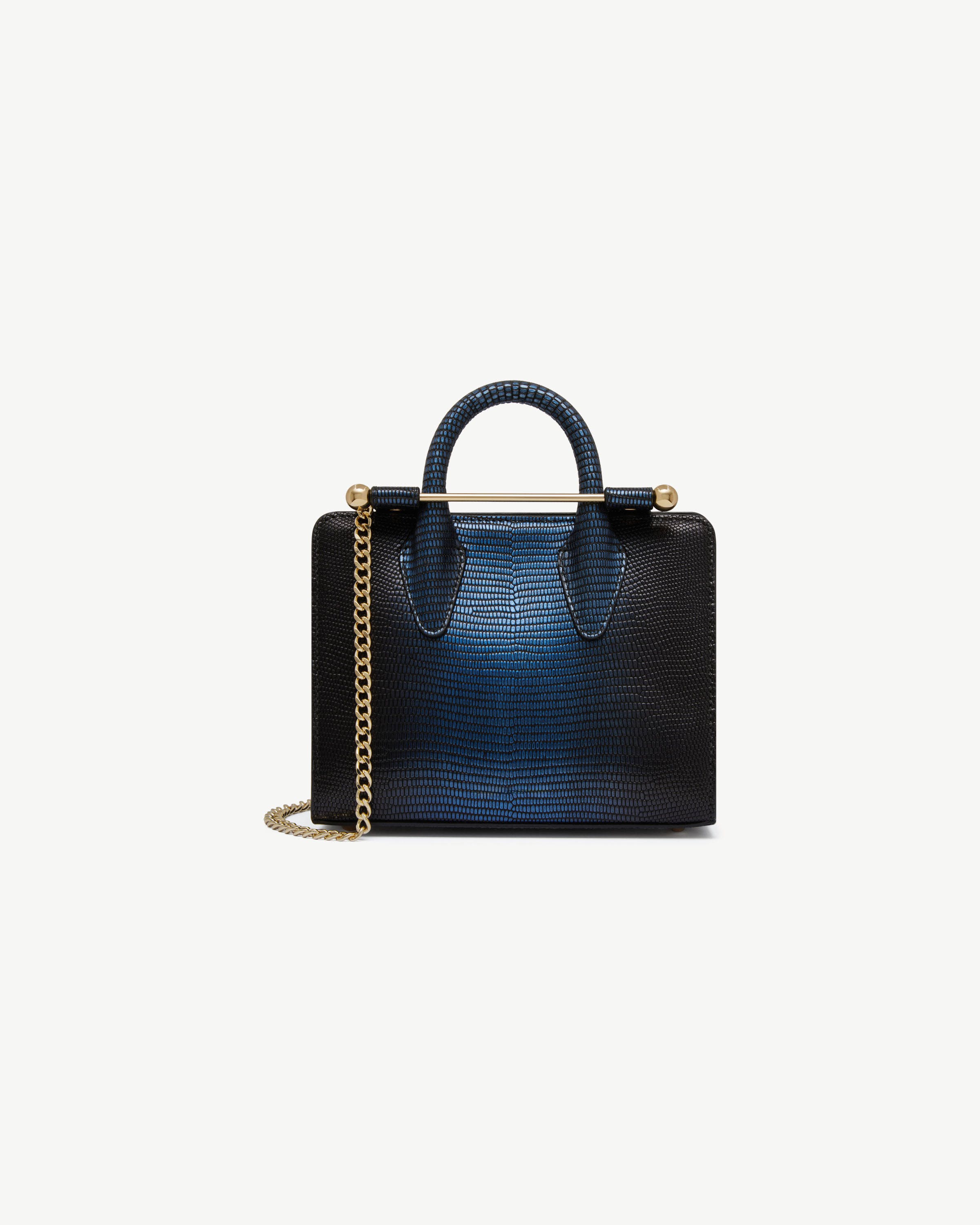 Nano Tote - Lizard-Embossed Leather Blue Ombré