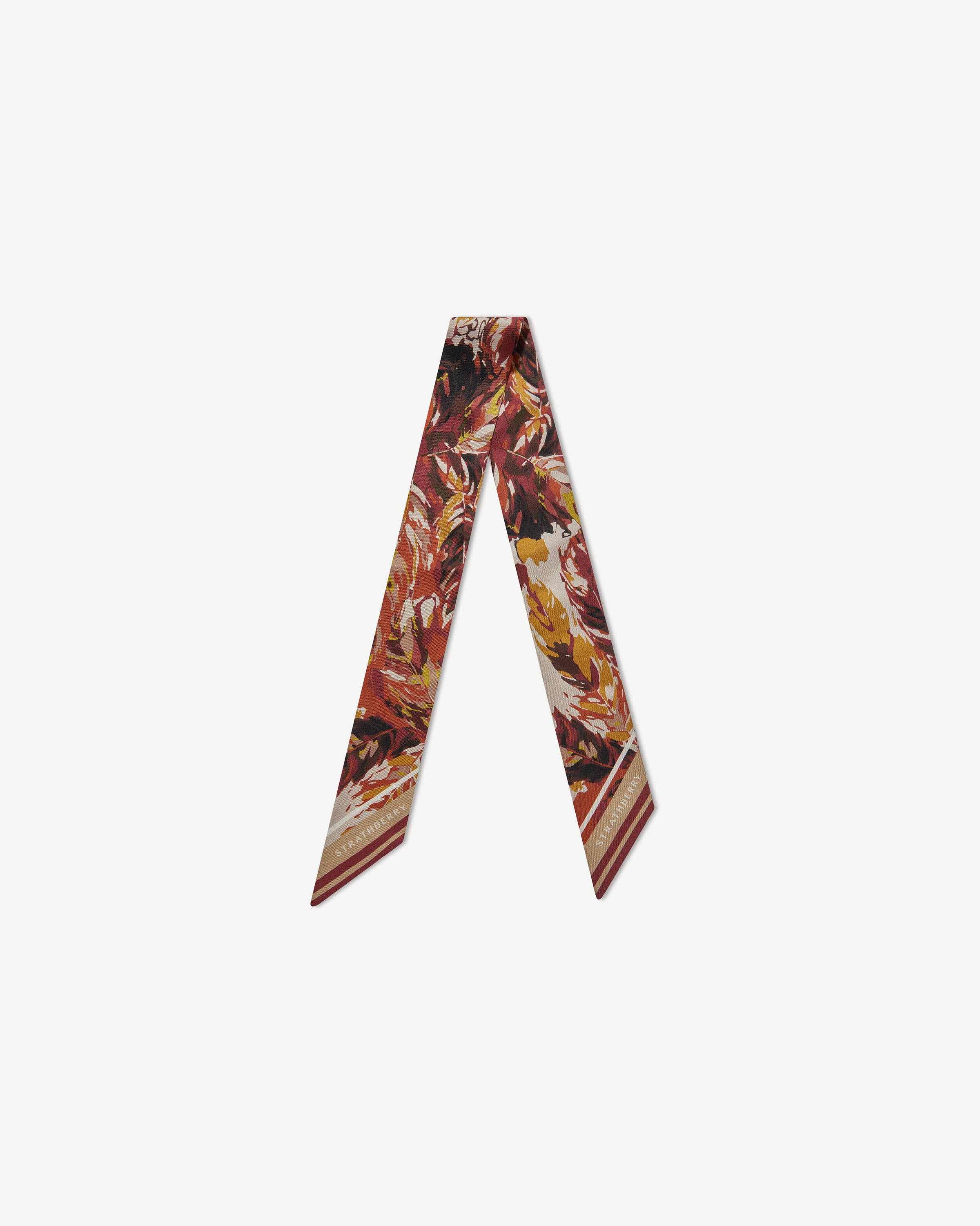 Silk Skinny Scarf - Abstract Oxblood/Vanilla Print
