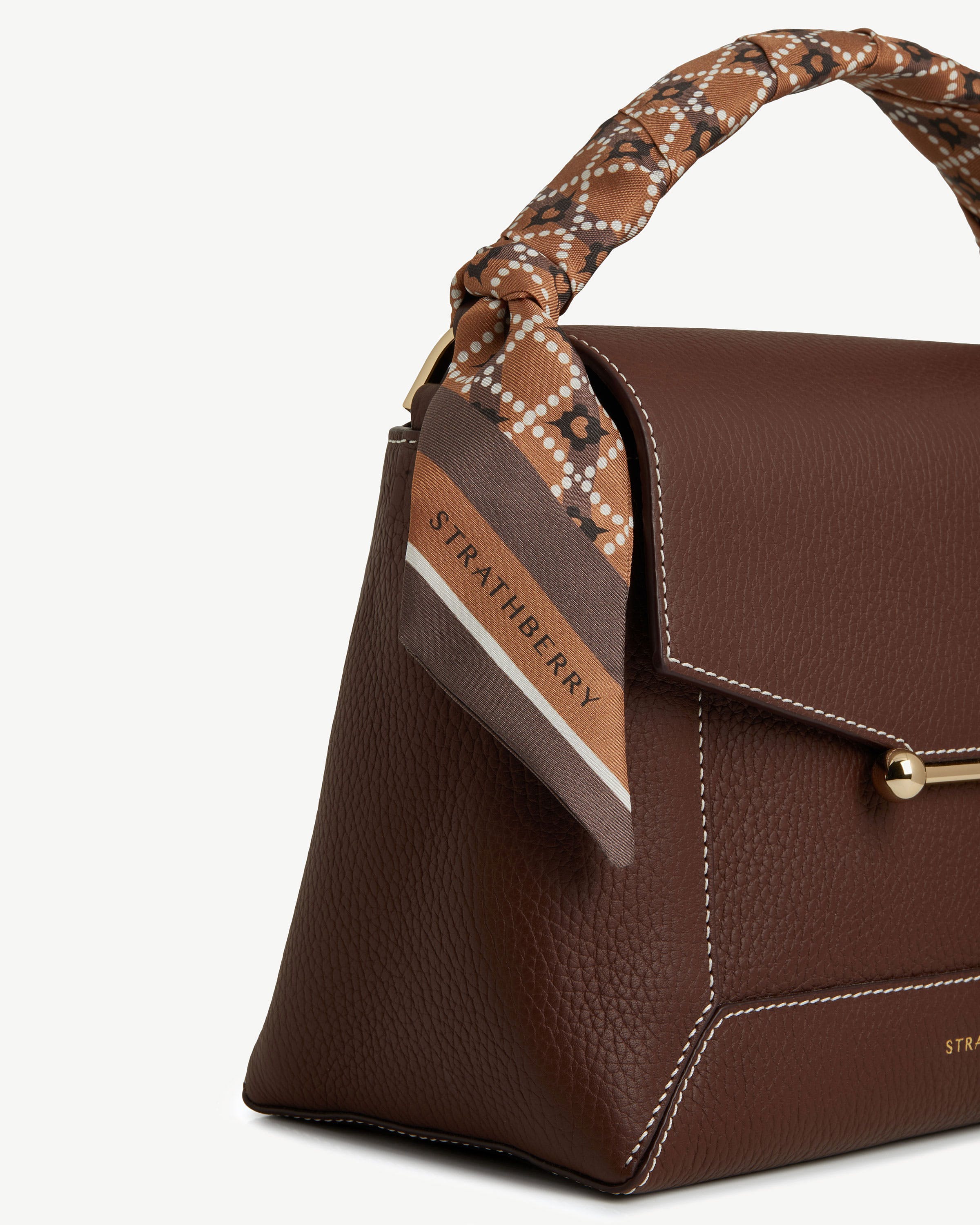 Silk Skinny Scarf - Vanilla/Chestnut Fairisle Print