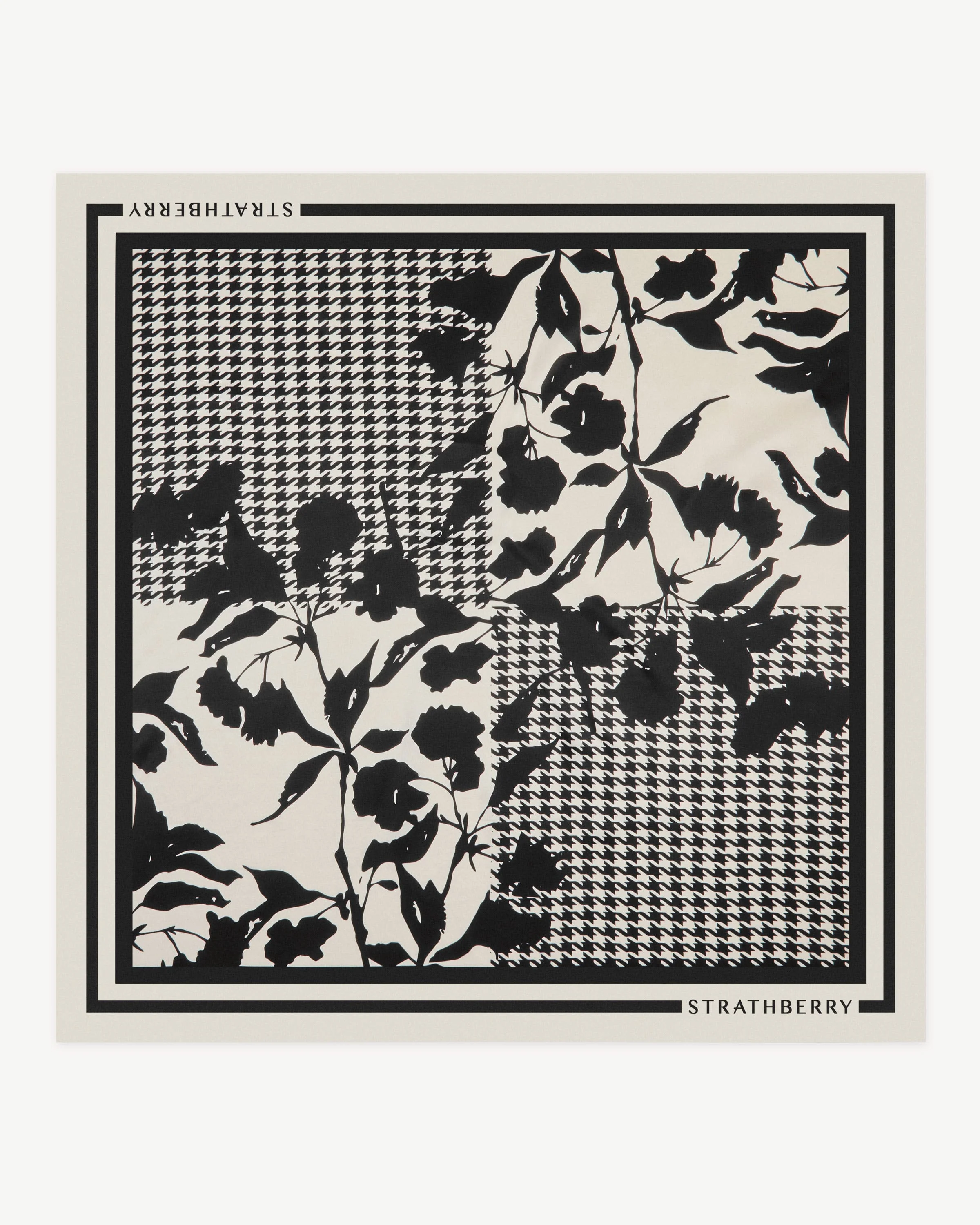 Silk Square Scarf - Black/Vanilla Dogstooth Print