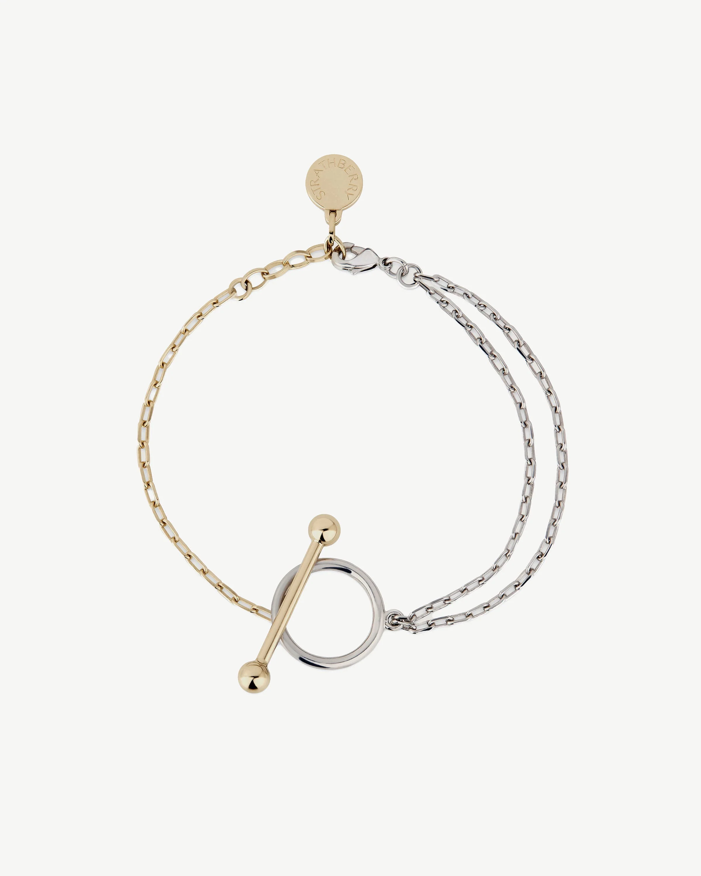 T Bar Dual Chain Bracelet - Gold/Silver