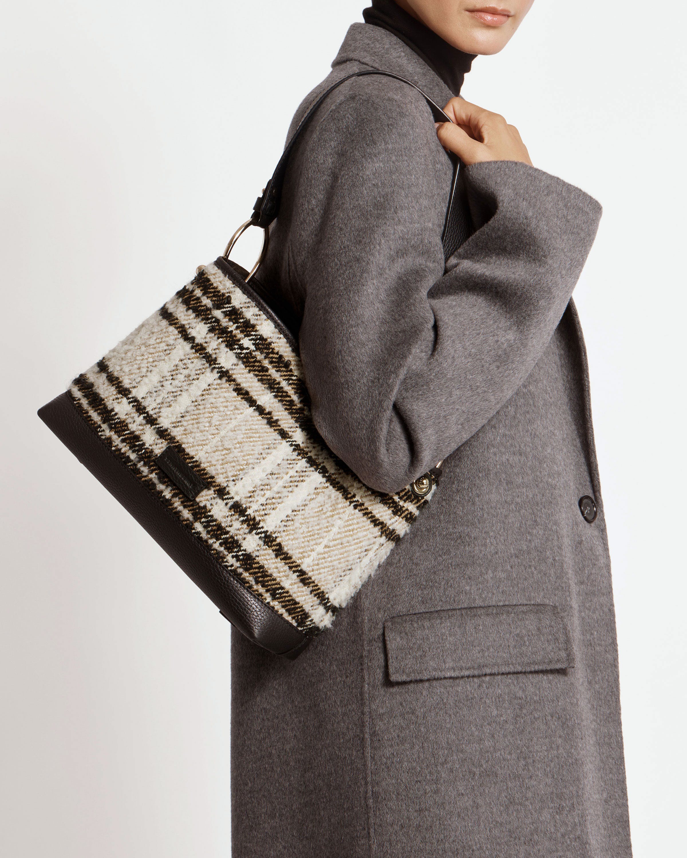 Lana Hobo - Black Bouclé Tartan