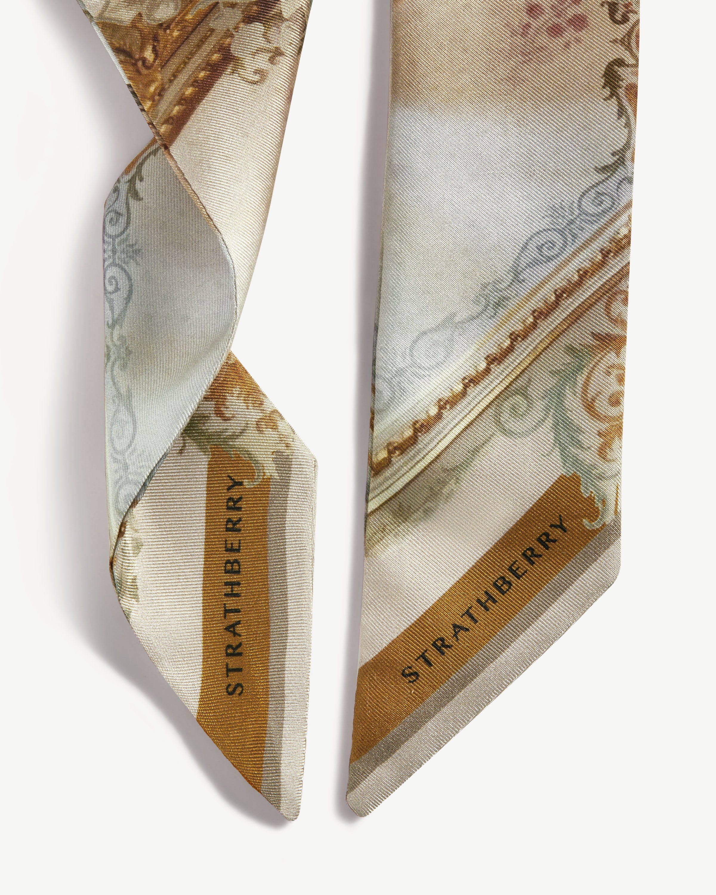 Silk Skinny Scarf - Pink Baroque Print