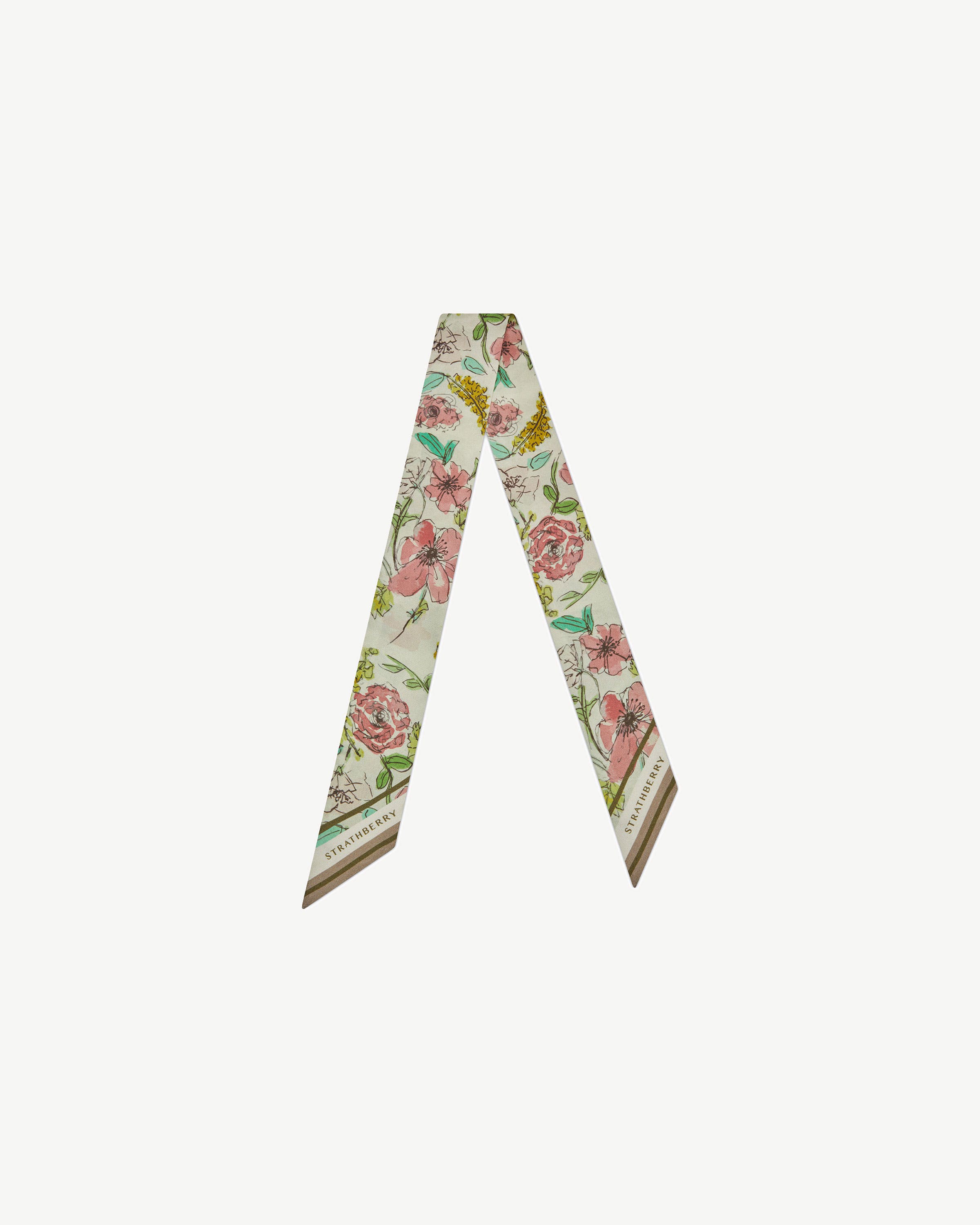 Silk Skinny Scarf - Floral Watercolour Print