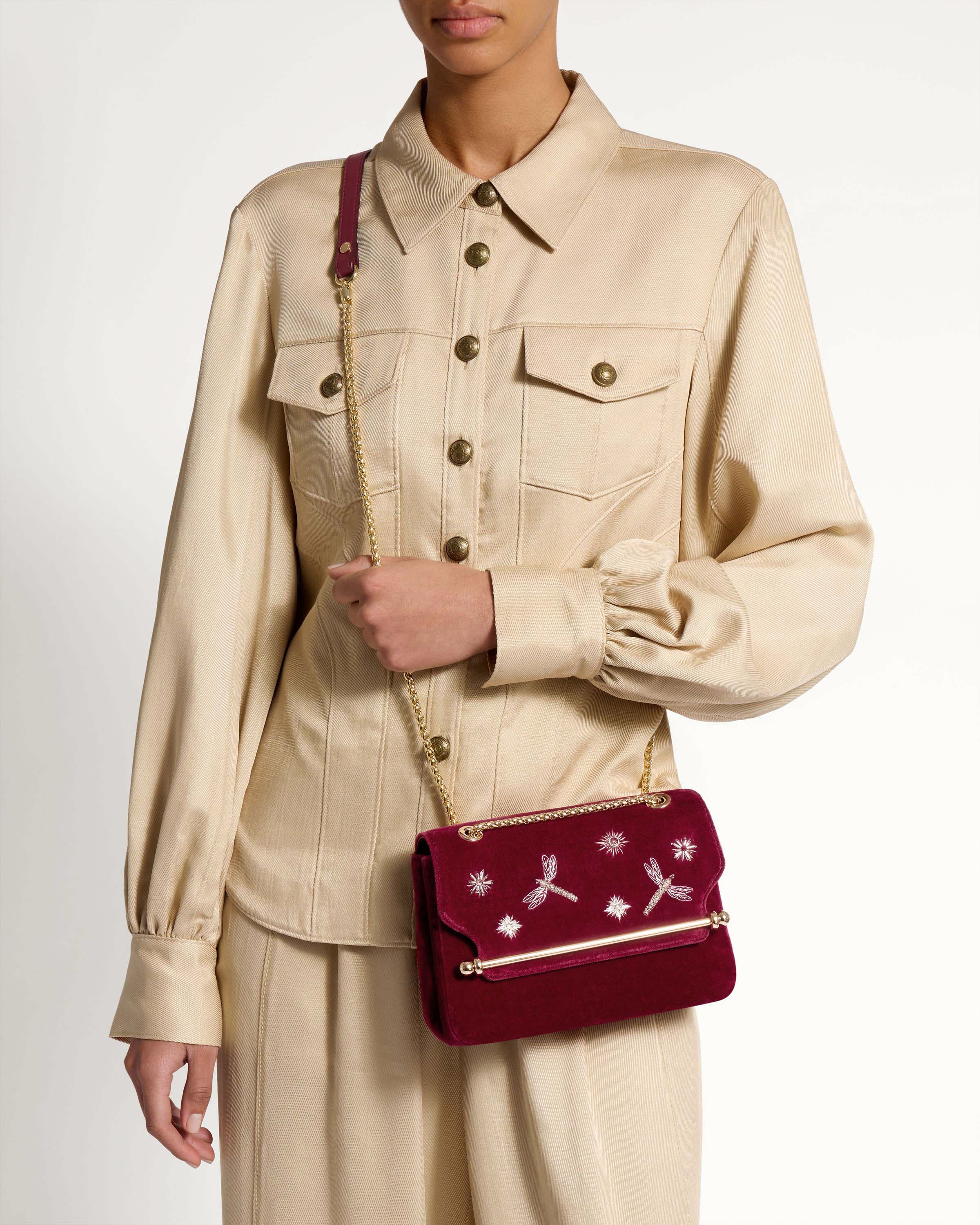 East/West Mini Soft - Cinq a Sept Bordeaux Embroidered Velvet