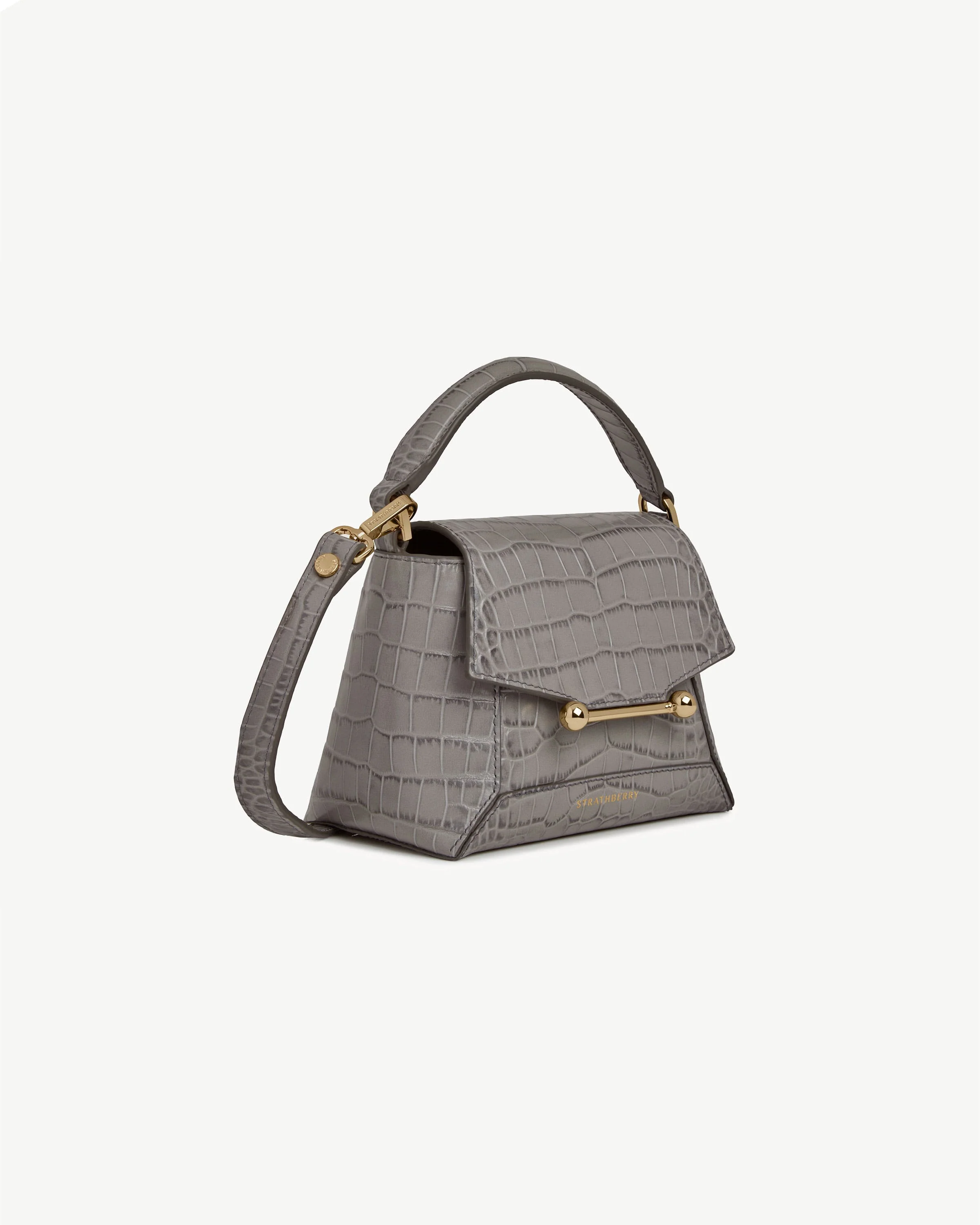 Mosaic Nano - Soft Croc-Embossed Leather Stone Grey