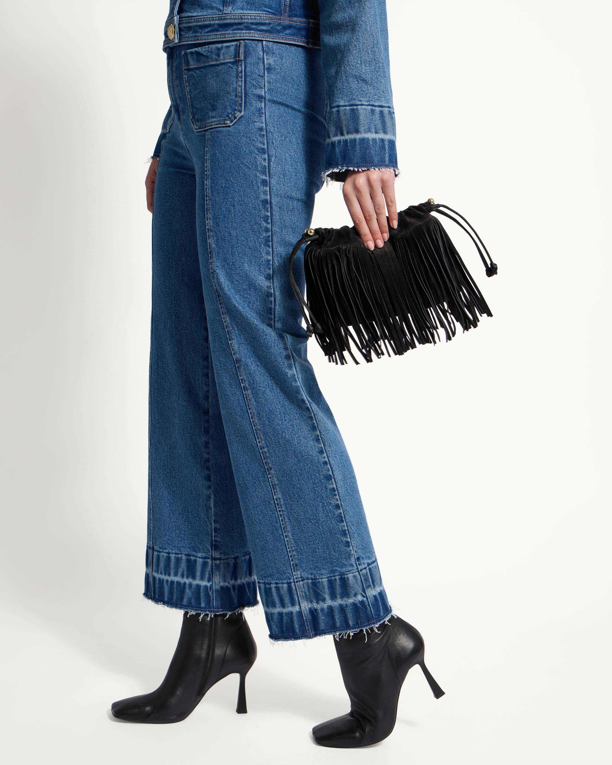 Charlotte Drawstring - Cinq a Sept Black Fringe