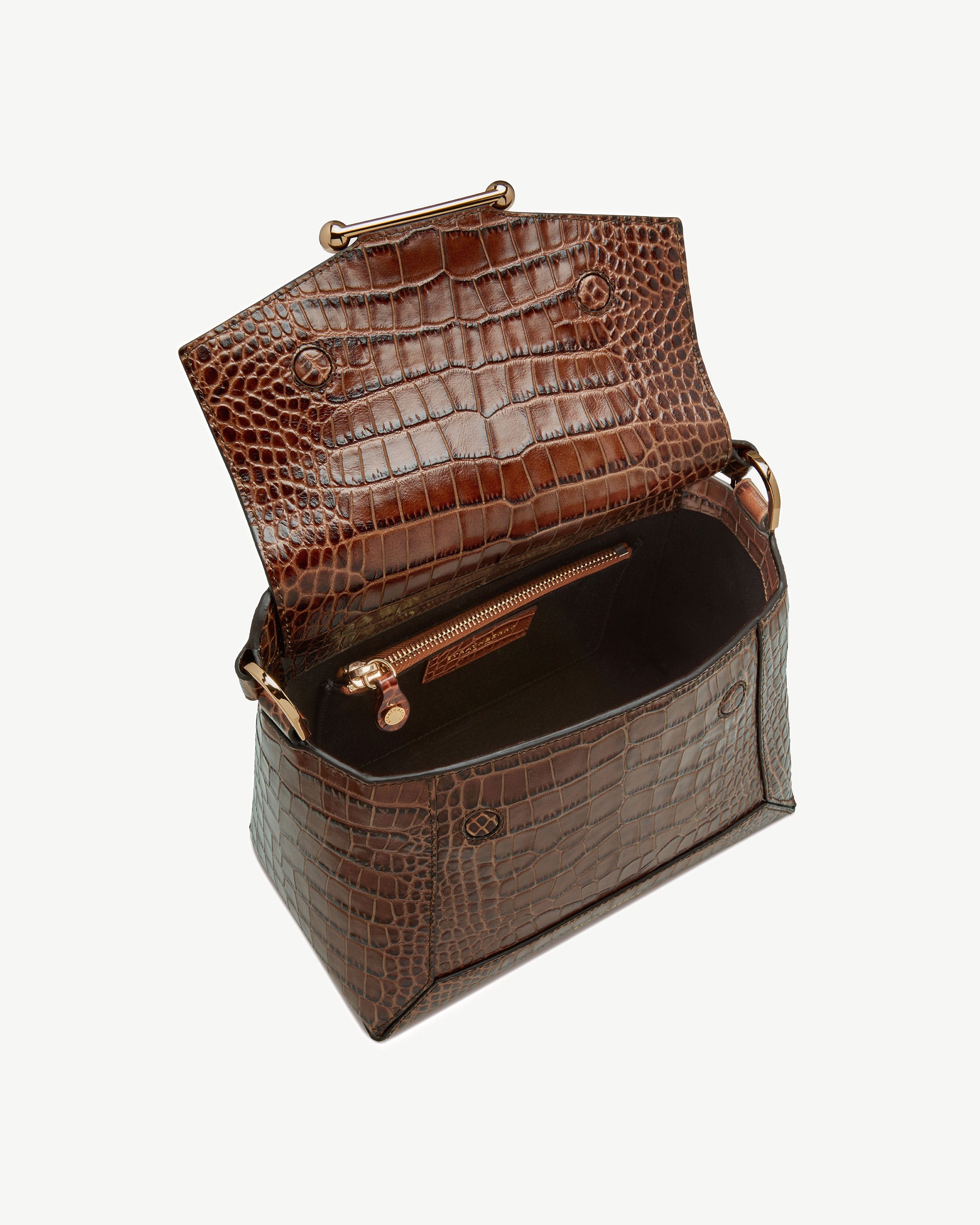 Mosaic Bag - Soft Croc-Embossed Leather Walnut