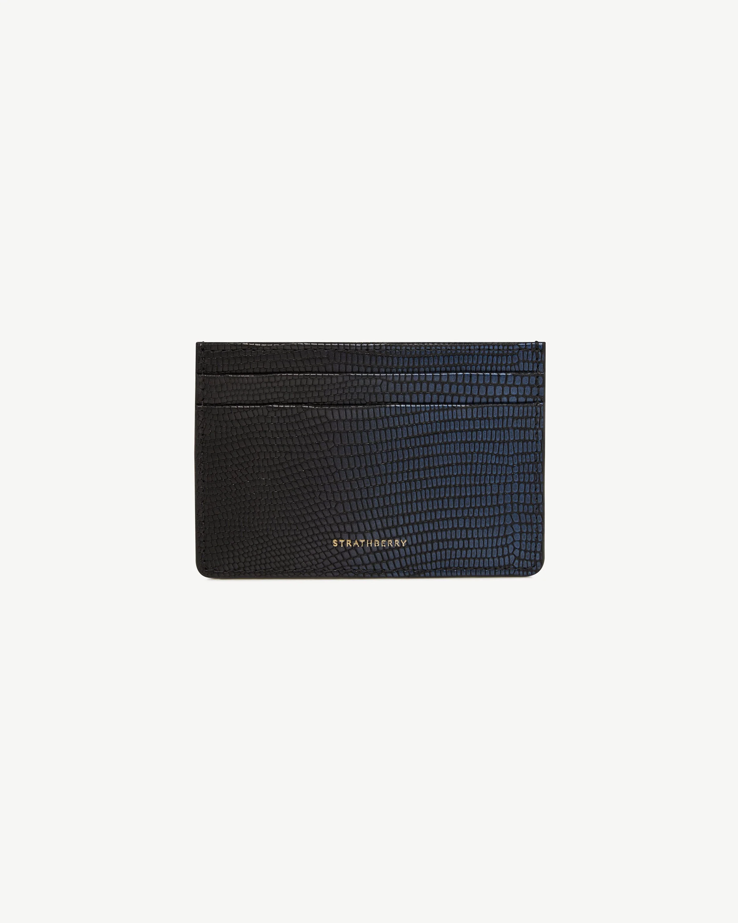 Cardholder - Lizard-Embossed Leather Blue Ombré