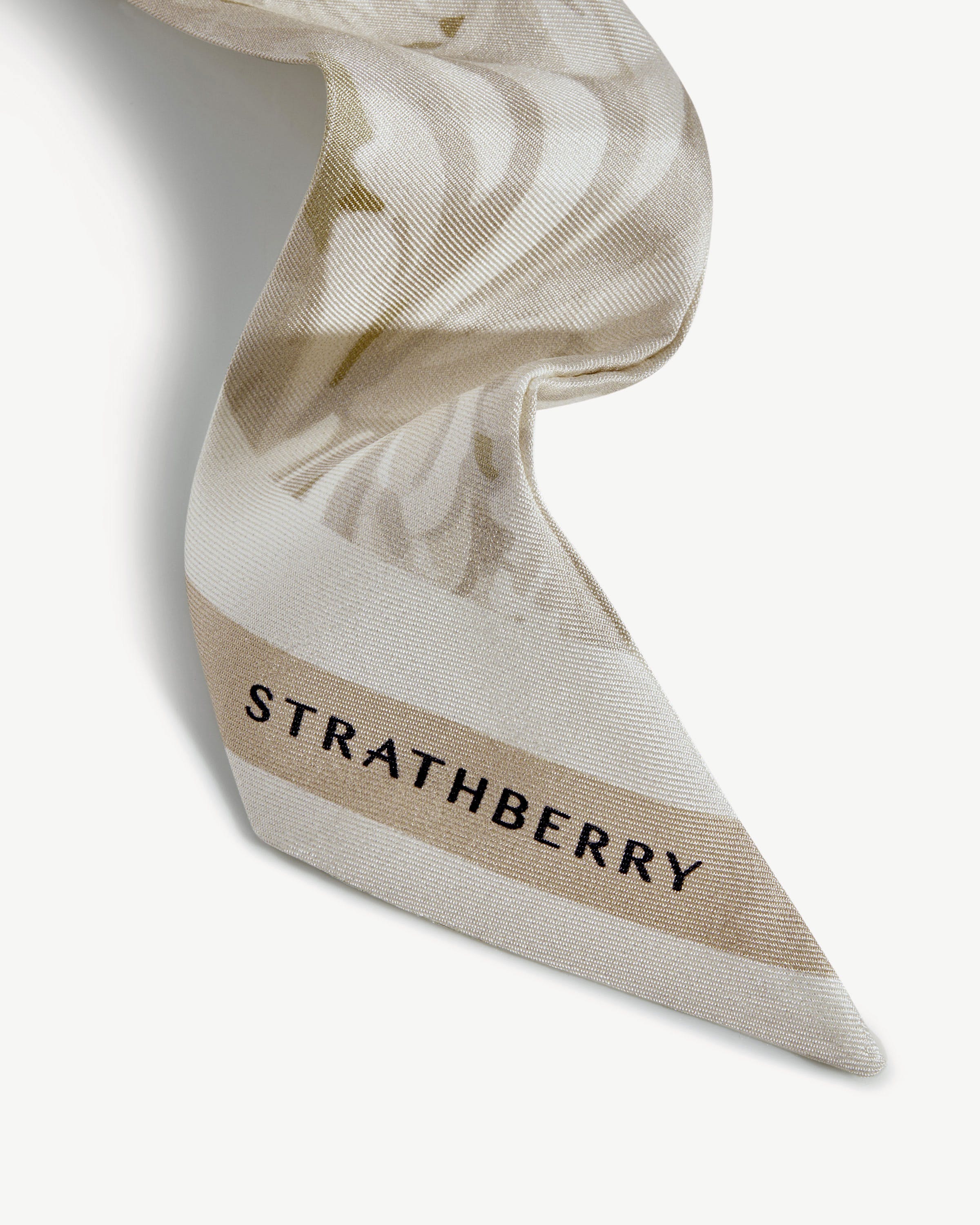 Silk Skinny Scarf - Vanilla Coving Print