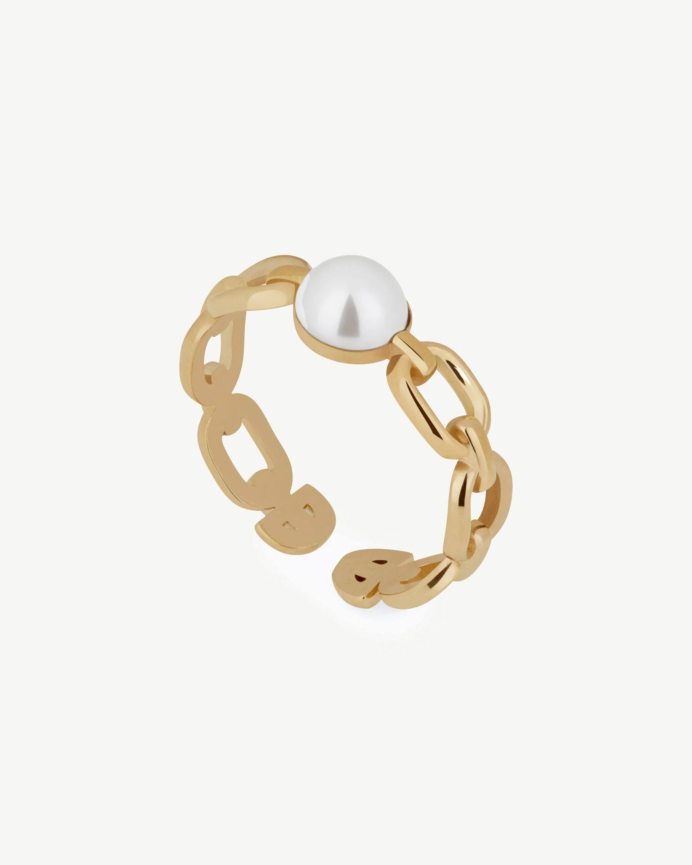Pearl Link Ring - 22 Carat Gold Gilded
