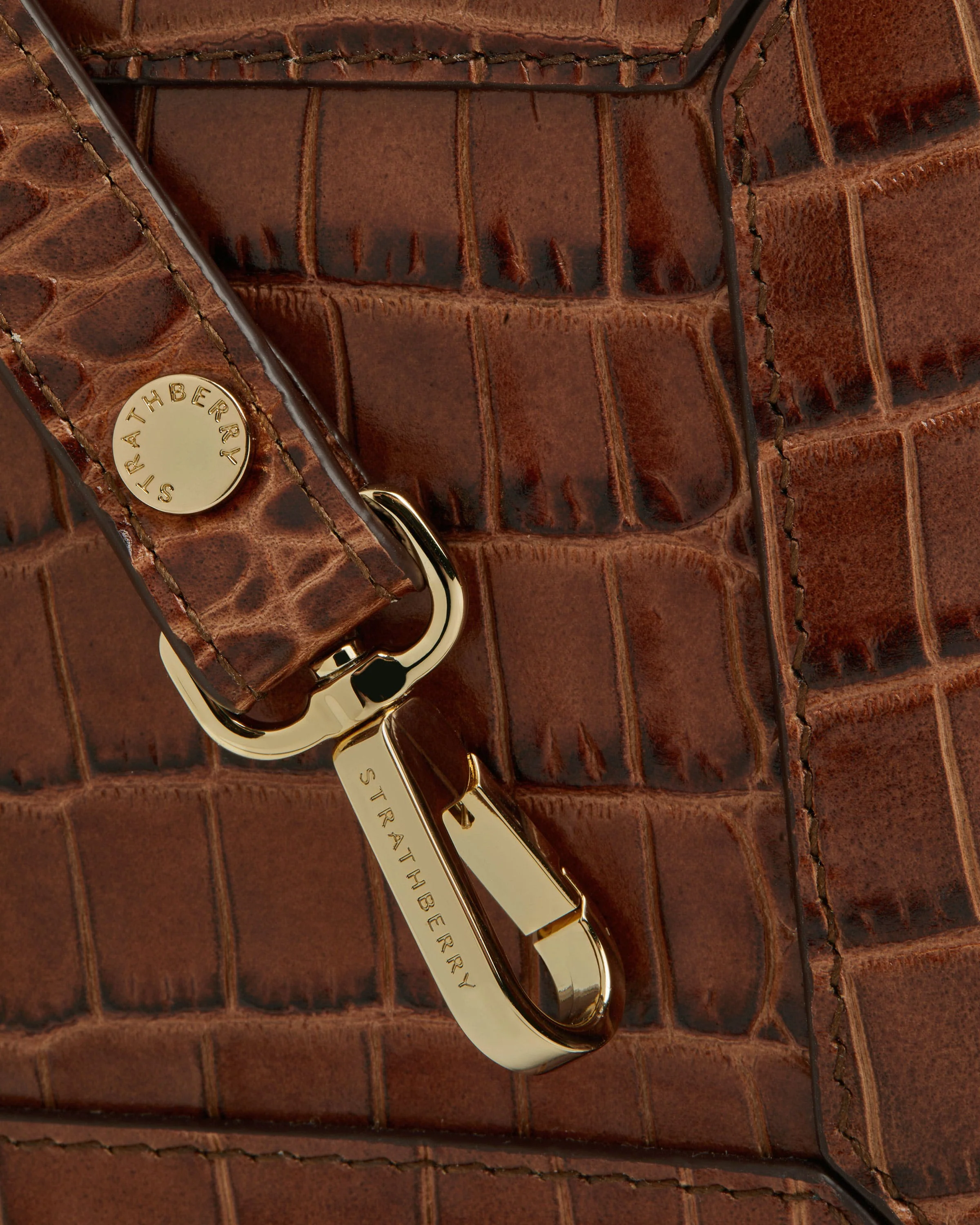 Mosaic Nano - Soft Croc-Embossed Leather Walnut