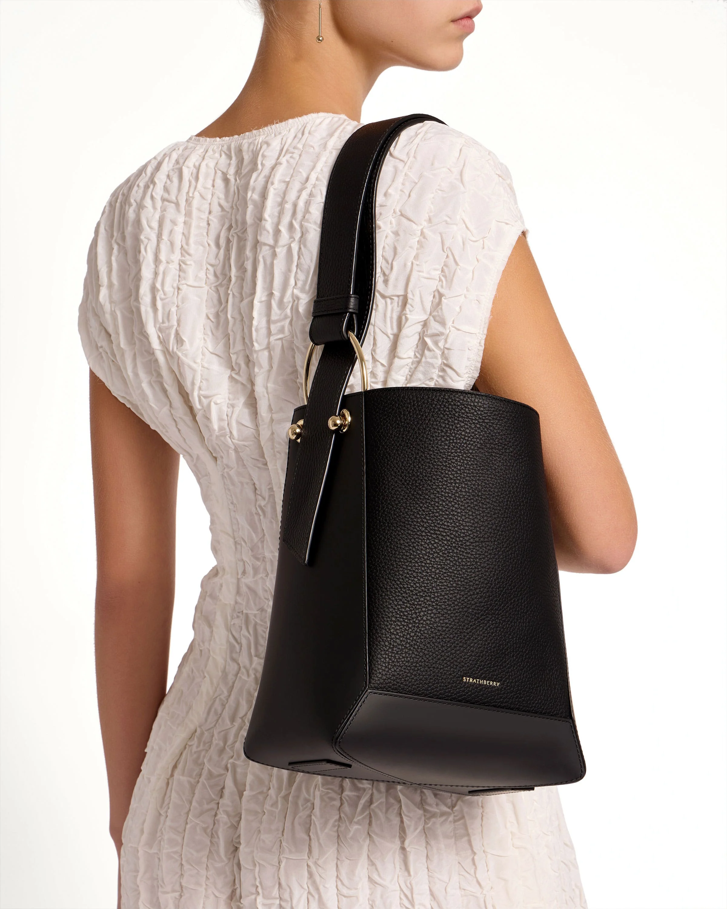 Lana Midi Bucket Bag - Black